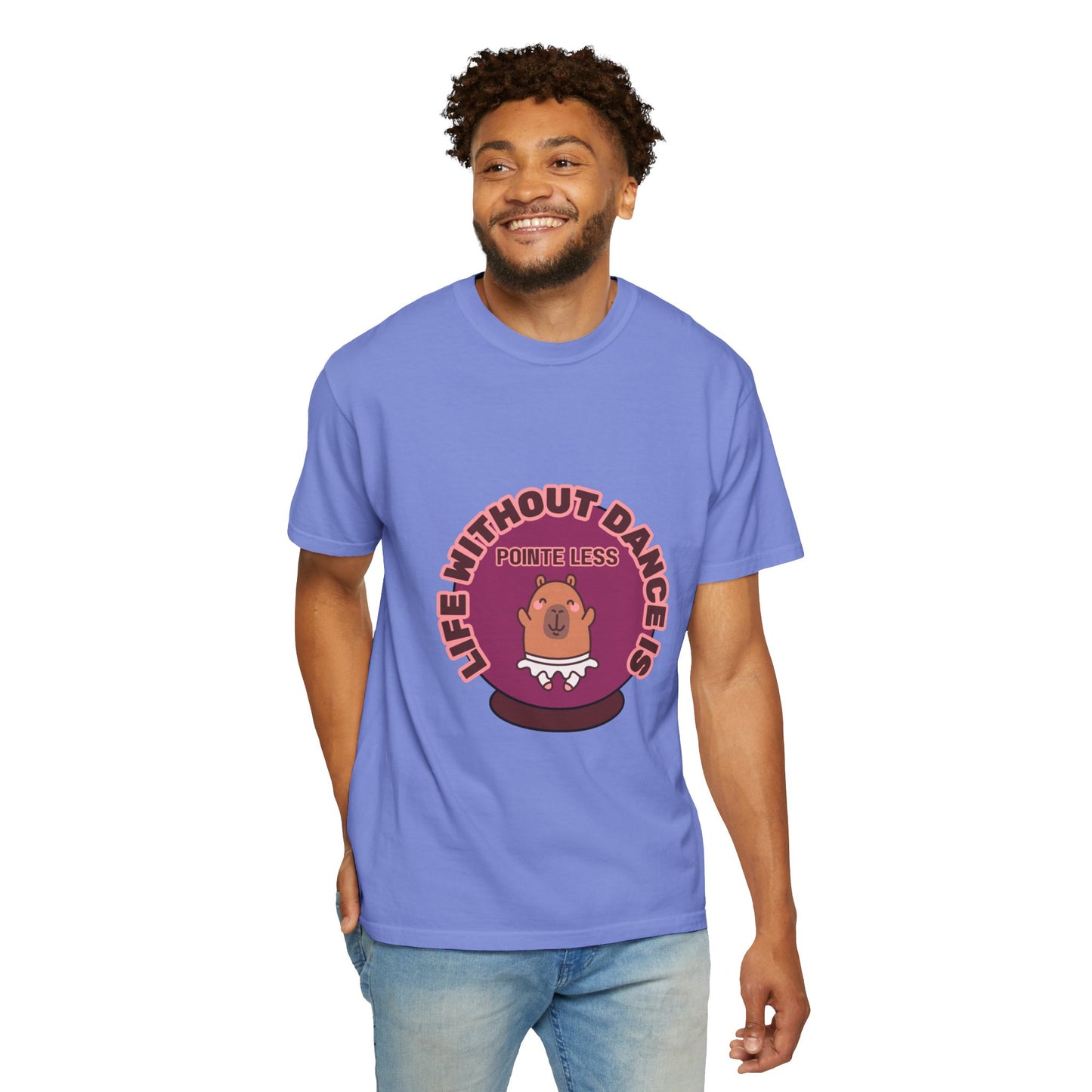"Life Without Dance is Pointeless" Unisex Garment-Dyed T-Shirt – Cute Dancing Capybara Graphic Tee – Funny Dance Shirt for Animal Lovers & Performers