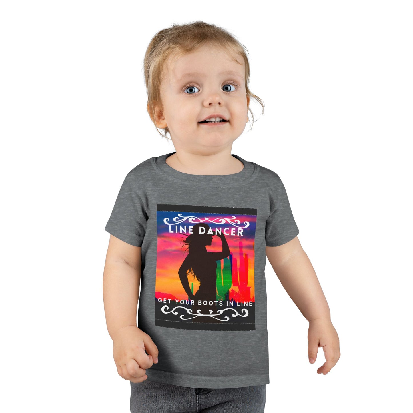 "Line Dancer – Get Your Boots in Line" Toddler Dance T-Shirt – Western-Inspired Short Sleeve Tee for Kids