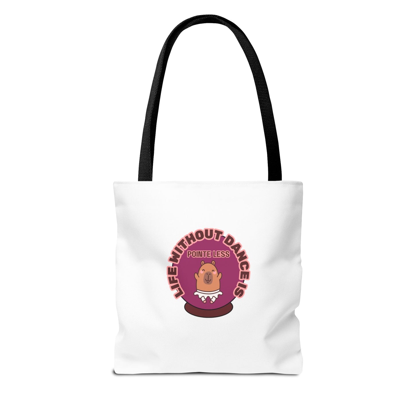 "Life Without Dance Is Pointeless" Capybara Canvas Tote Bag – Funny Dance Pun Tote for Dancers & Animal Lovers