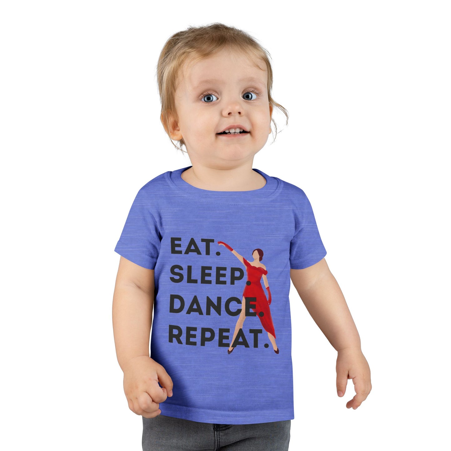 "Eat Sleep Dance Repeat" Toddler T-Shirt – Bold Dancer Graphic Tee for Kids – Short Sleeve Dance Shirt for Toddlers