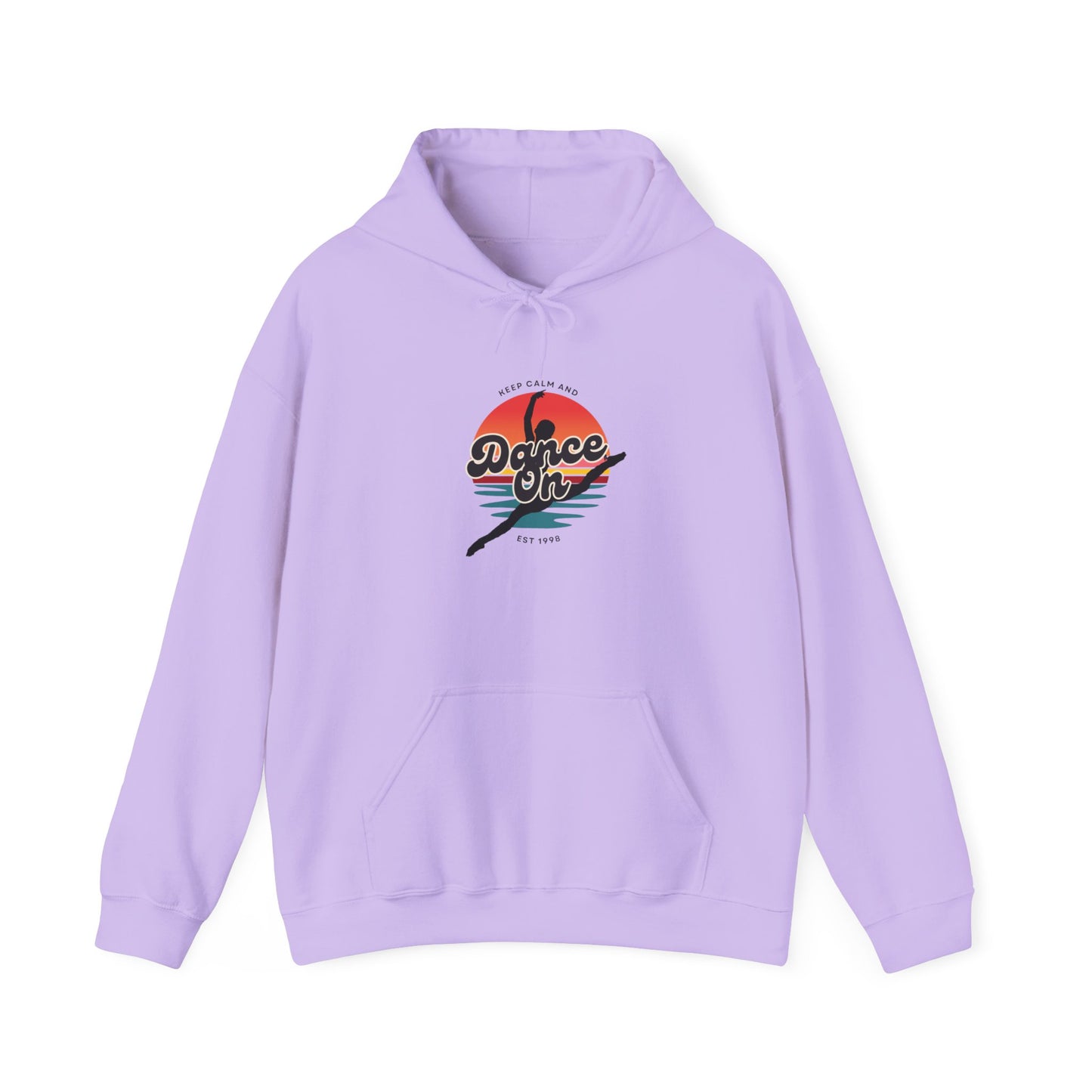“Keep Calm and Dance On” Retro Hoodie – Unisex Dance-Inspired Hooded Sweatshirt for Dancers & Movement Lovers