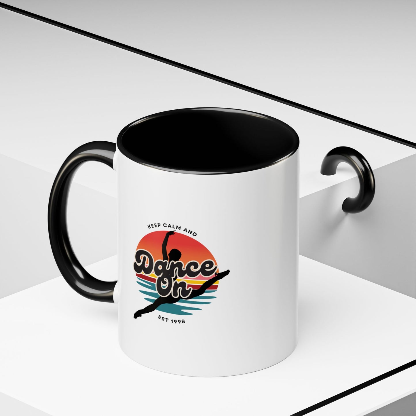 "Keep Calm and Dance On" Accent Coffee Mug – Motivational Dance Quote Ceramic Mug for Dancers and Instructors
