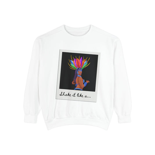 "Shake It Like a..." Unisex Lightweight Crewneck Sweatshirt – Carnival-Inspired Samba Dancer Graphic Pullover for Dance Lovers & Festival Vibes