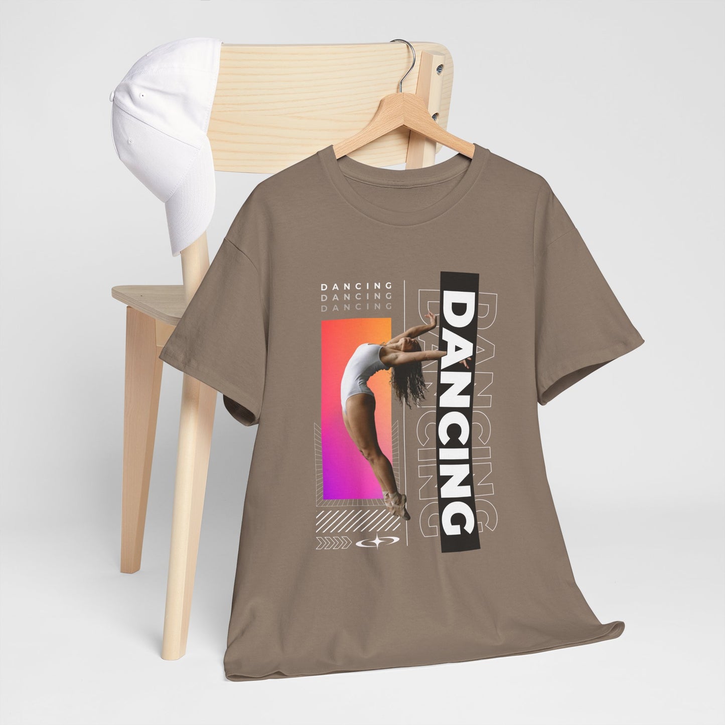 “Dancing” Streetwear-Inspired Female Dancer Unisex Heavy Cotton Tee – Urban Dance Graphic T-Shirt for Performers and Dance Lovers