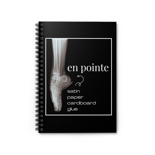 “I Dance En Pointe” Spiral Notebook with X-Ray Ballet Foot Graphic – Personalized Dance Notebook with Custom Name or Studio Option