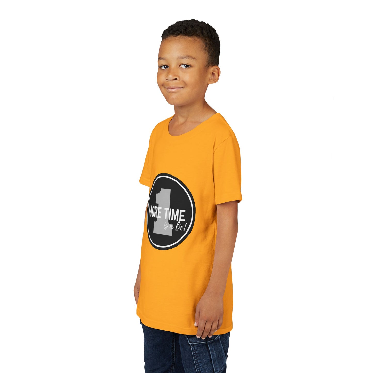 “One More Time is a Lie” Bold Emblem Dancer Graphic T-Shirt for Kids – Funny Dance Rehearsal Shirt - Youth Dance Tee