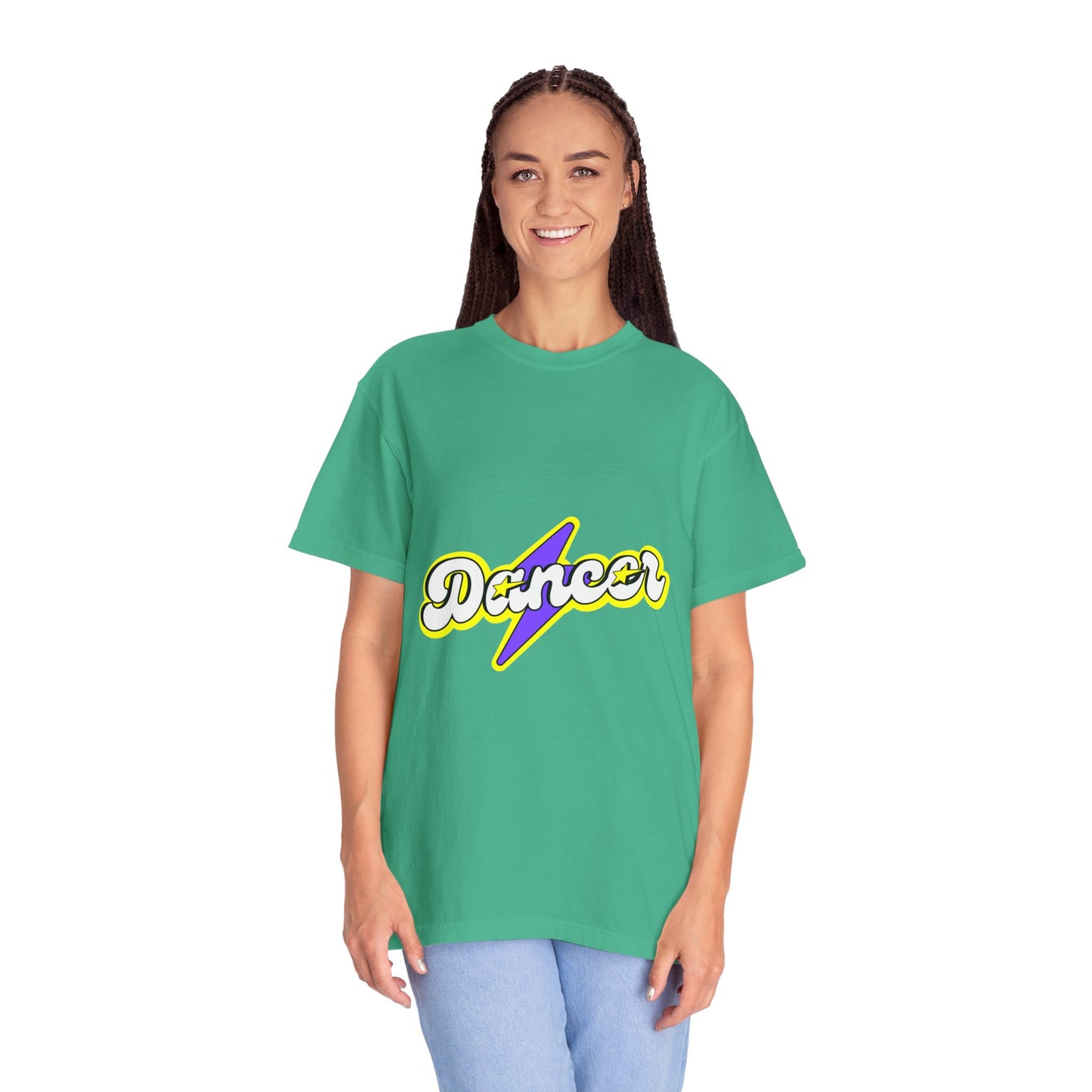 "Dancer" Unisex Garment-Dyed T-Shirt – Superhero-Style Bold Graphic Tee – Dance Power Shirt for Performers & Movers