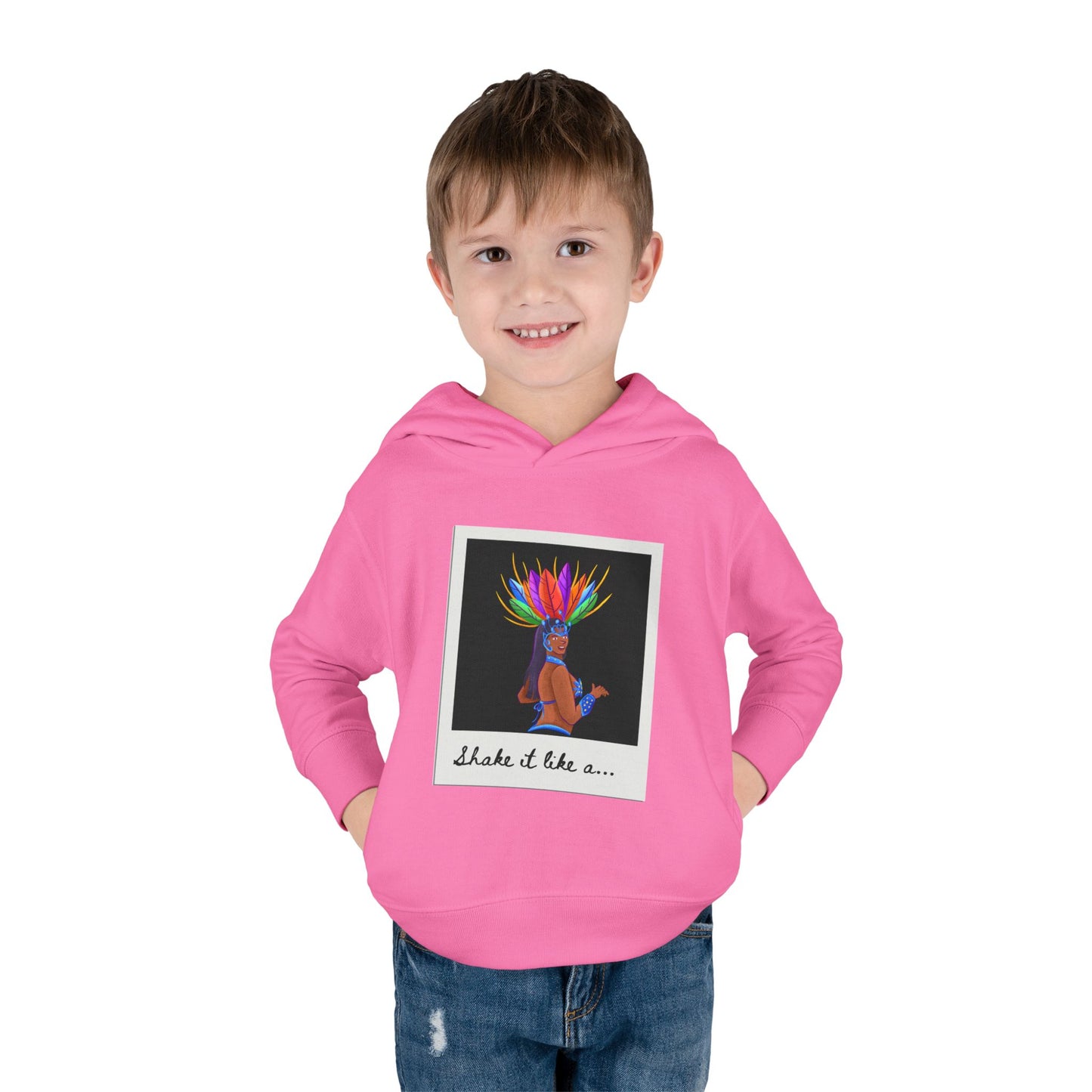 "Shake It Like a..." Toddler Pullover Hoodie – Carnival Samba Dancer Graphic Fleece Sweatshirt for Kids
