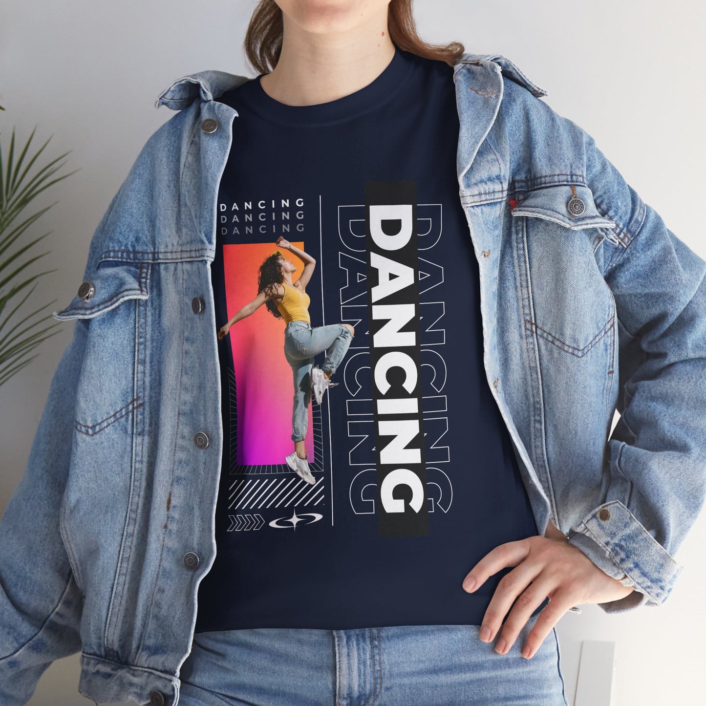 “Dancing” Streetwear-Inspired Female Dancer Unisex Heavy Cotton Tee – Urban Dance Graphic T-Shirt for Performers and Dance Lovers