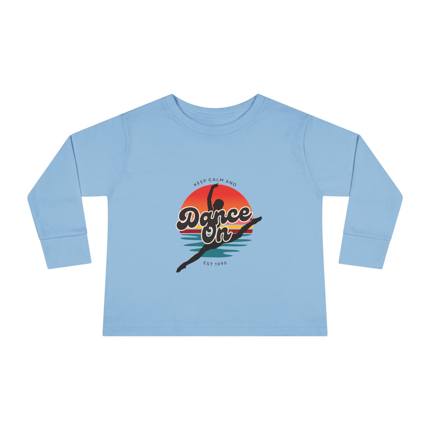 "Keep Calm and Dance On" Toddler Dance T-Shirt – Retro Graphic Long Sleeve Tee for Kids