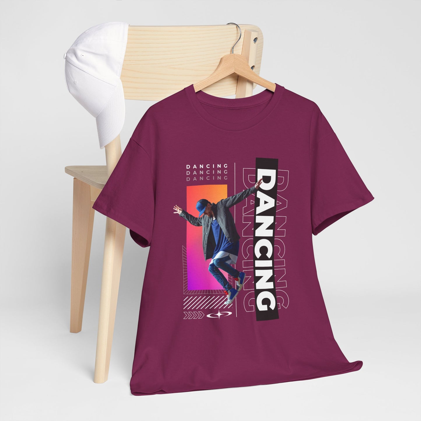 “Dancing” Streetwear-Inspired Male Dancer Unisex Heavy Cotton Tee – Urban Dance Graphic T-Shirt for Performers and Dance Lovers
