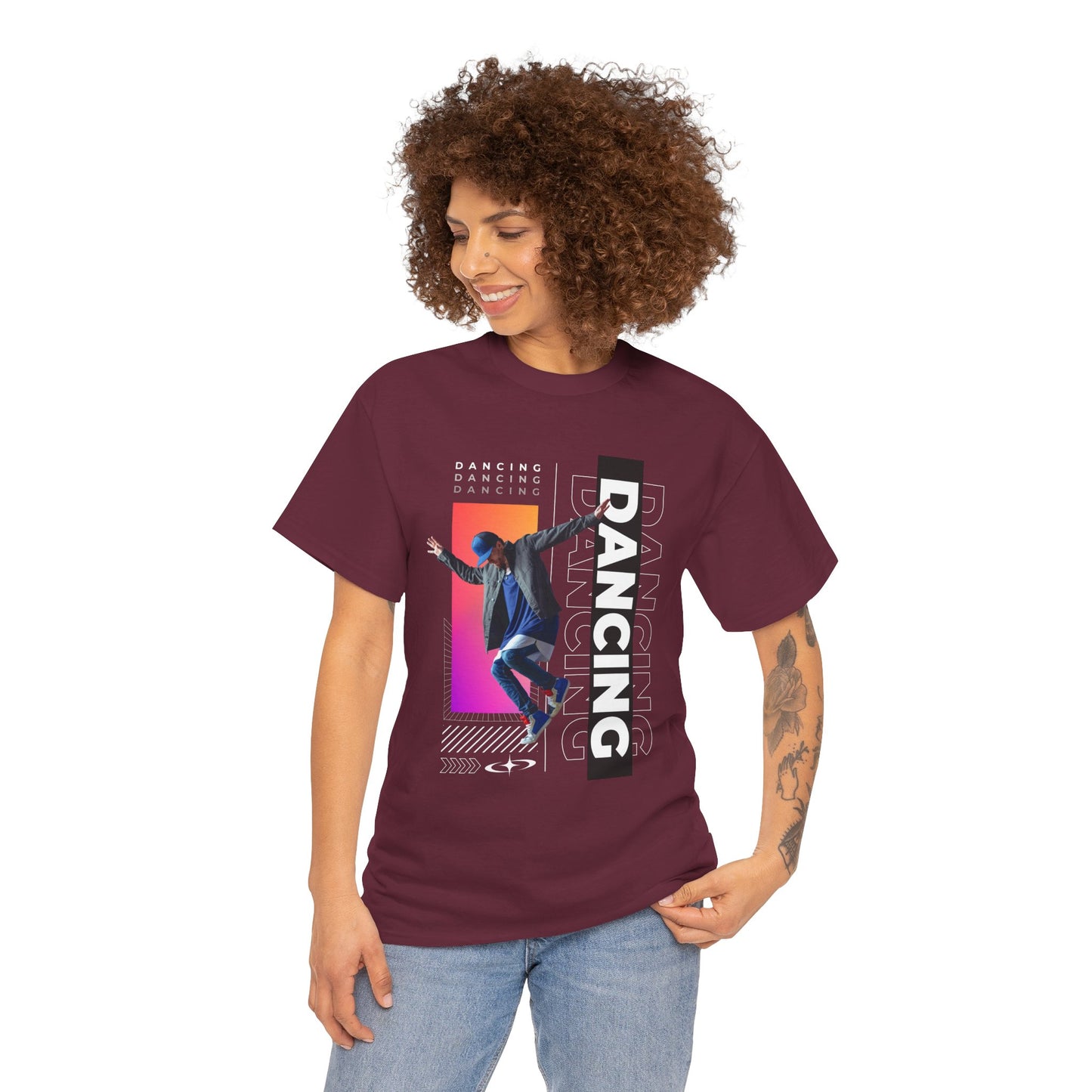 “Dancing” Streetwear-Inspired Male Dancer Unisex Heavy Cotton Tee – Urban Dance Graphic T-Shirt for Performers and Dance Lovers