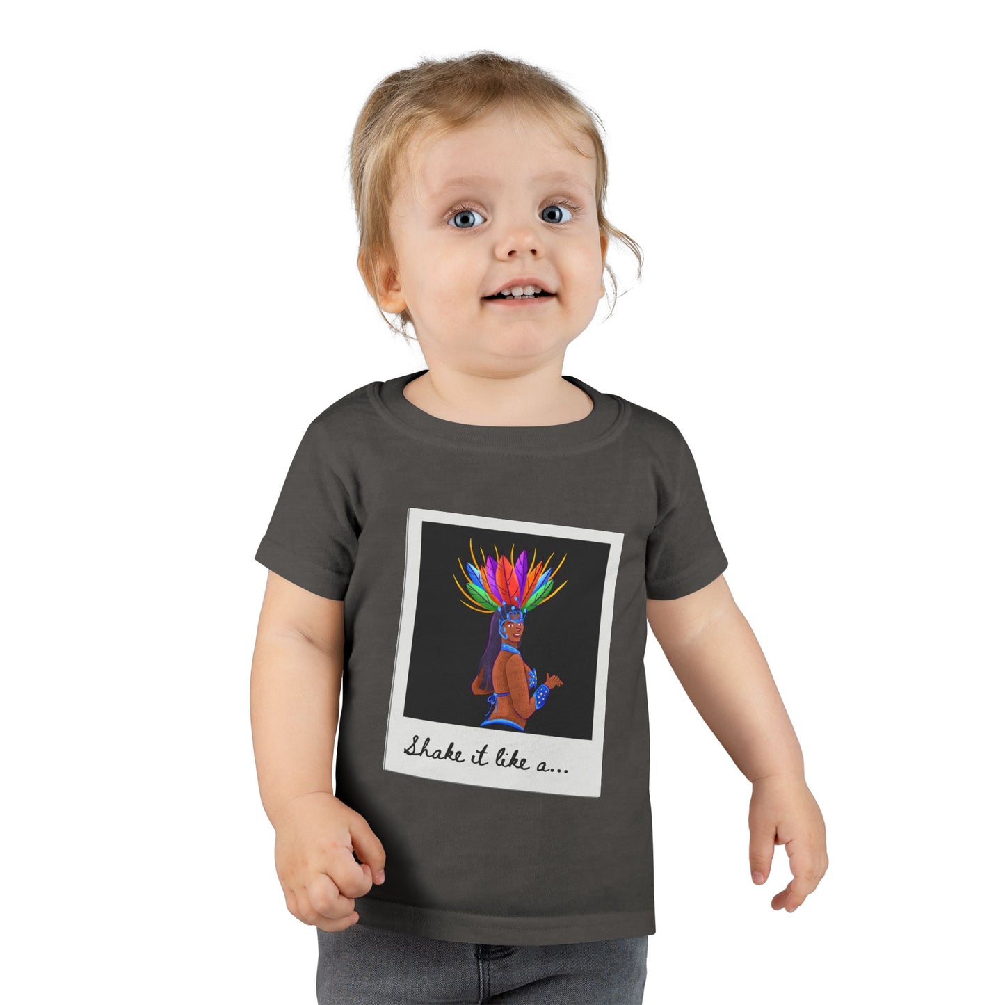 "Shake It Like a..." Toddler Dance T-Shirt – Carnival-Inspired Samba Dancer Graphic Short Sleeve Tee for Kids