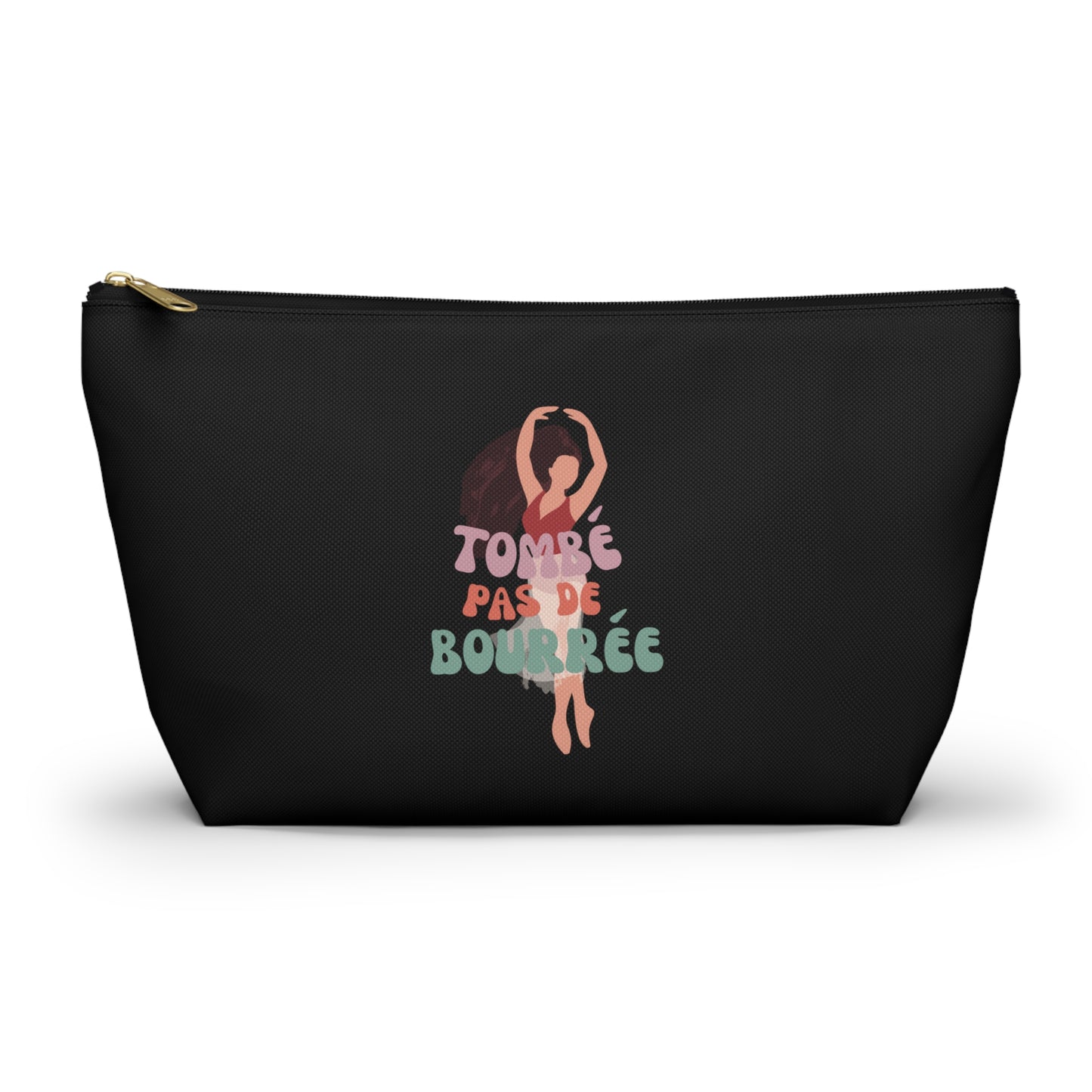 "Tombé Pas de Bourrée" Makeup Bag – Elegant Ballet Dancer Graphic – Ballet-Themed Zipper Pouch for Cosmetics, Accessories & Dance Gifts