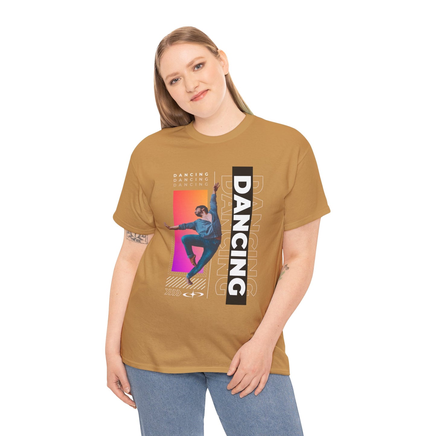 “Dancing” Streetwear-Inspired Male Dancer Unisex Heavy Cotton Tee – Urban Dance Graphic T-Shirt for Performers and Dance Lovers
