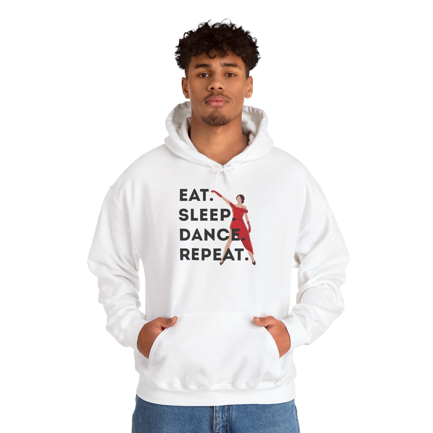 "Eat Sleep Dance Repeat" Unisex Dance Hoodie β Bold Graphic Sweatshirt for Dancers