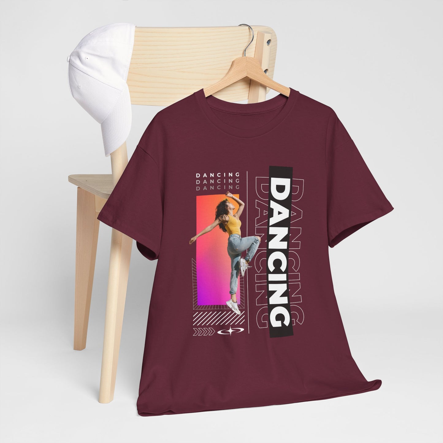 “Dancing” Streetwear-Inspired Female Dancer Unisex Heavy Cotton Tee – Urban Dance Graphic T-Shirt for Performers and Dance Lovers