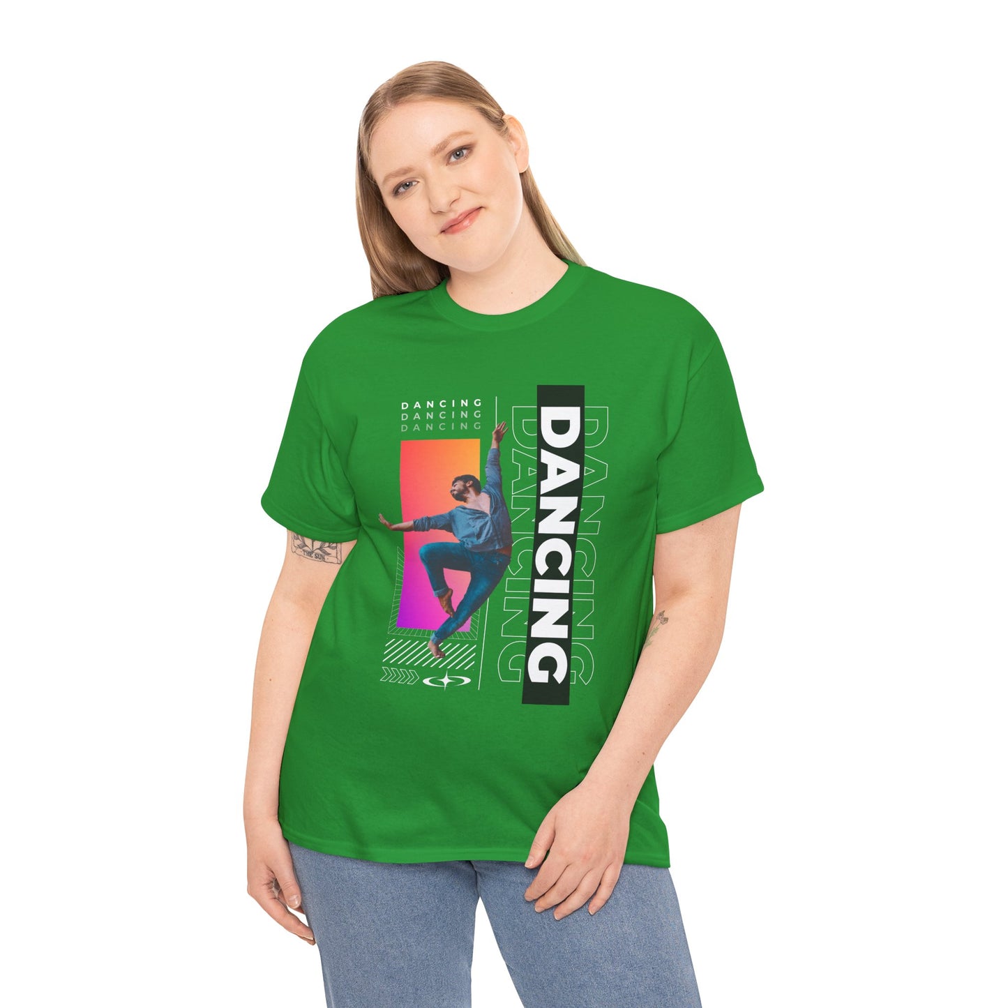“Dancing” Streetwear-Inspired Male Dancer Unisex Heavy Cotton Tee – Urban Dance Graphic T-Shirt for Performers and Dance Lovers