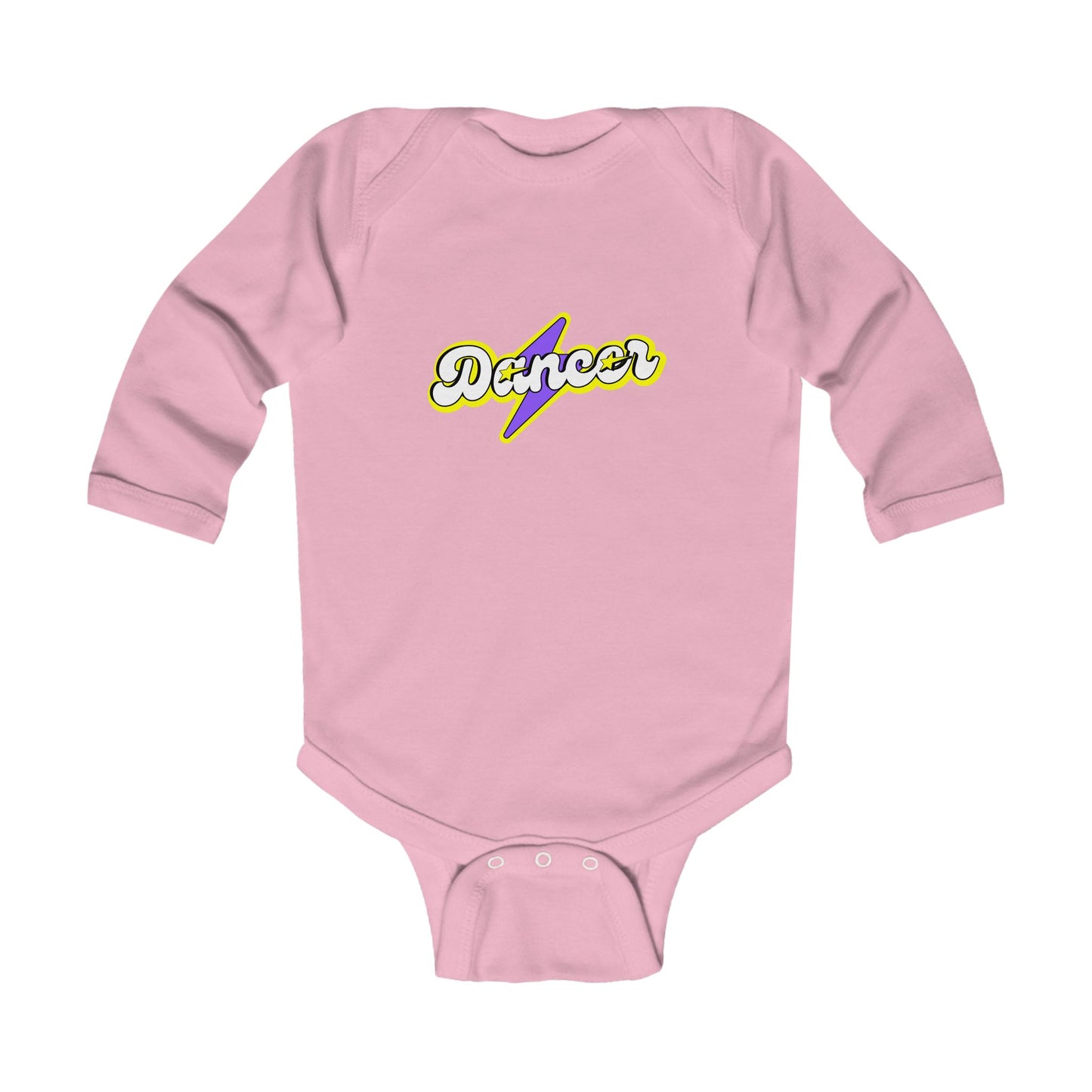 "Dancer" Infant Long Sleeve Bodysuit – Superhero-Inspired Dance Graphic Baby Outfit for Future Performers