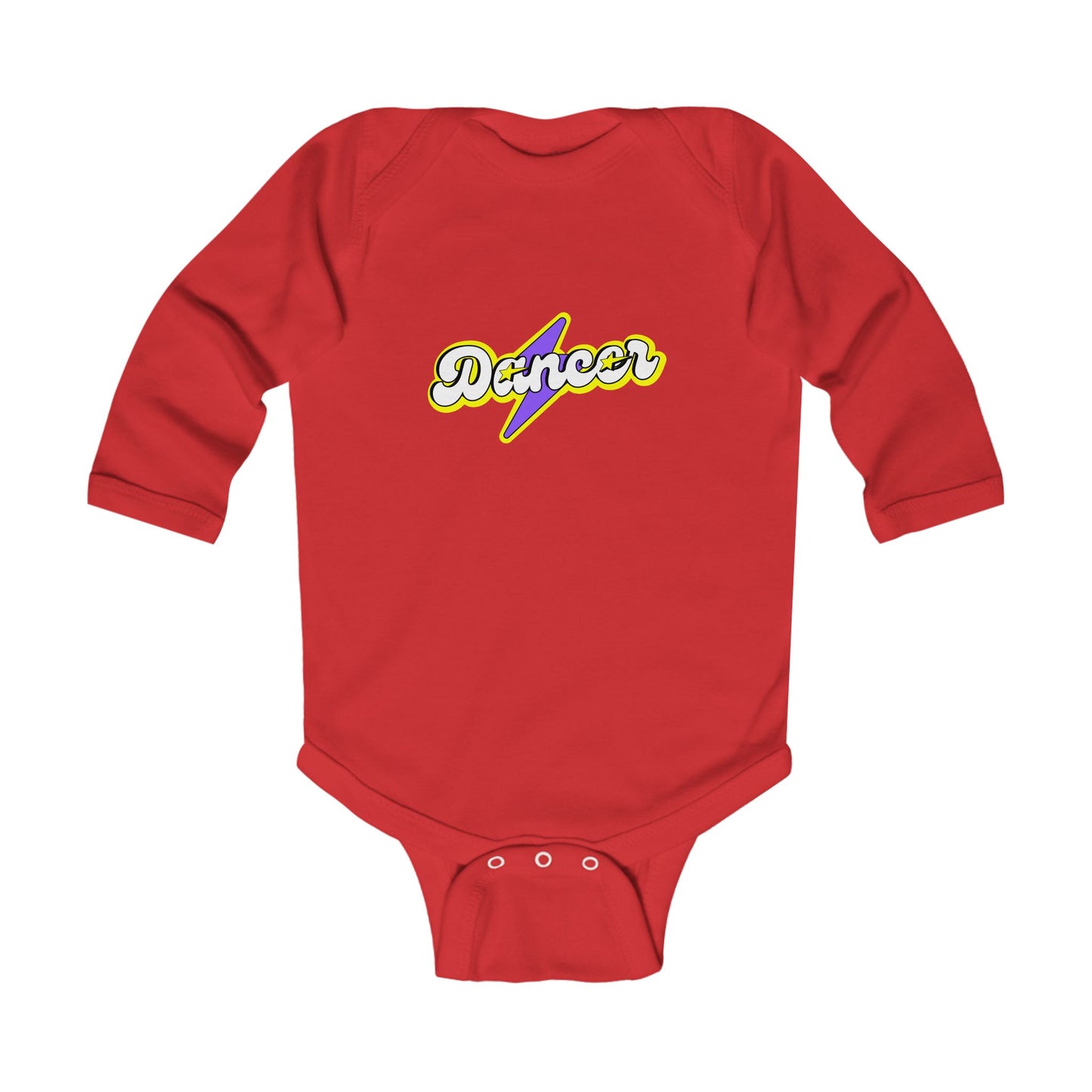 "Dancer" Infant Long Sleeve Bodysuit – Superhero-Inspired Dance Graphic Baby Outfit for Future Performers