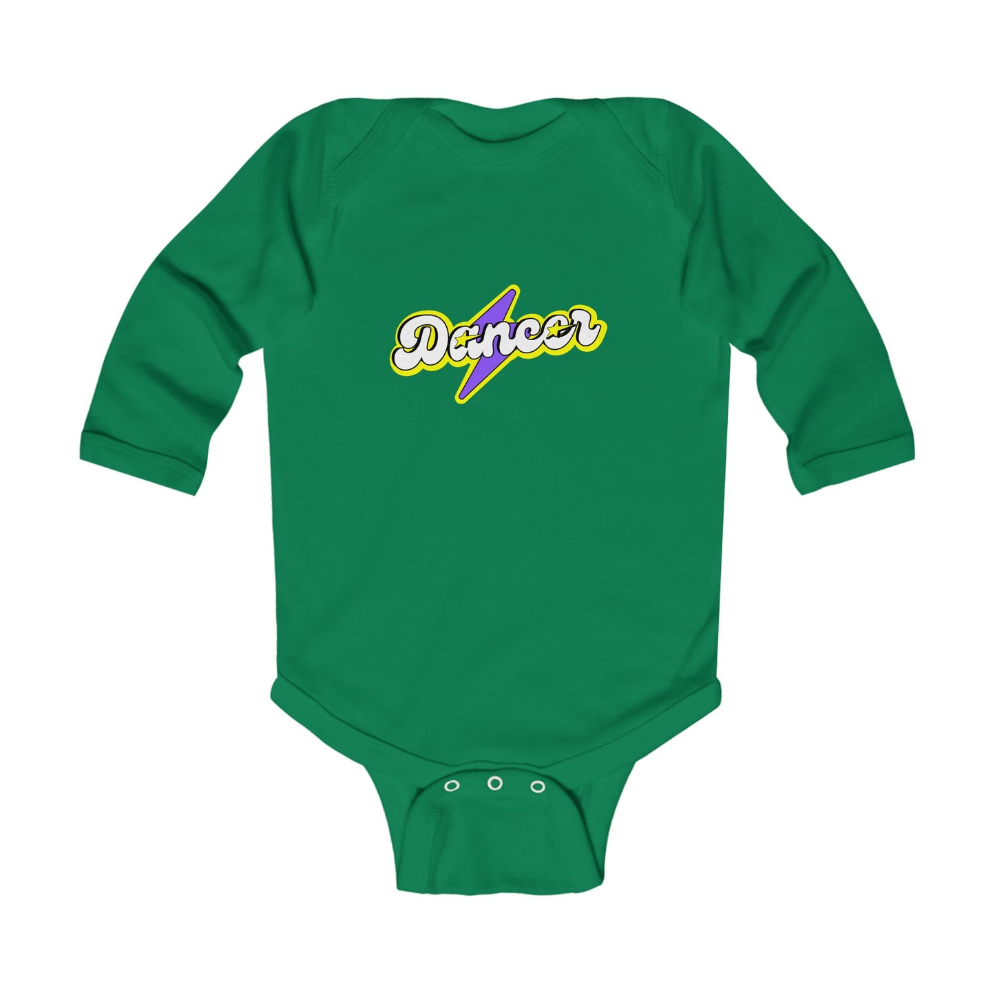 "Dancer" Infant Long Sleeve Bodysuit – Superhero-Inspired Dance Graphic Baby Outfit for Future Performers