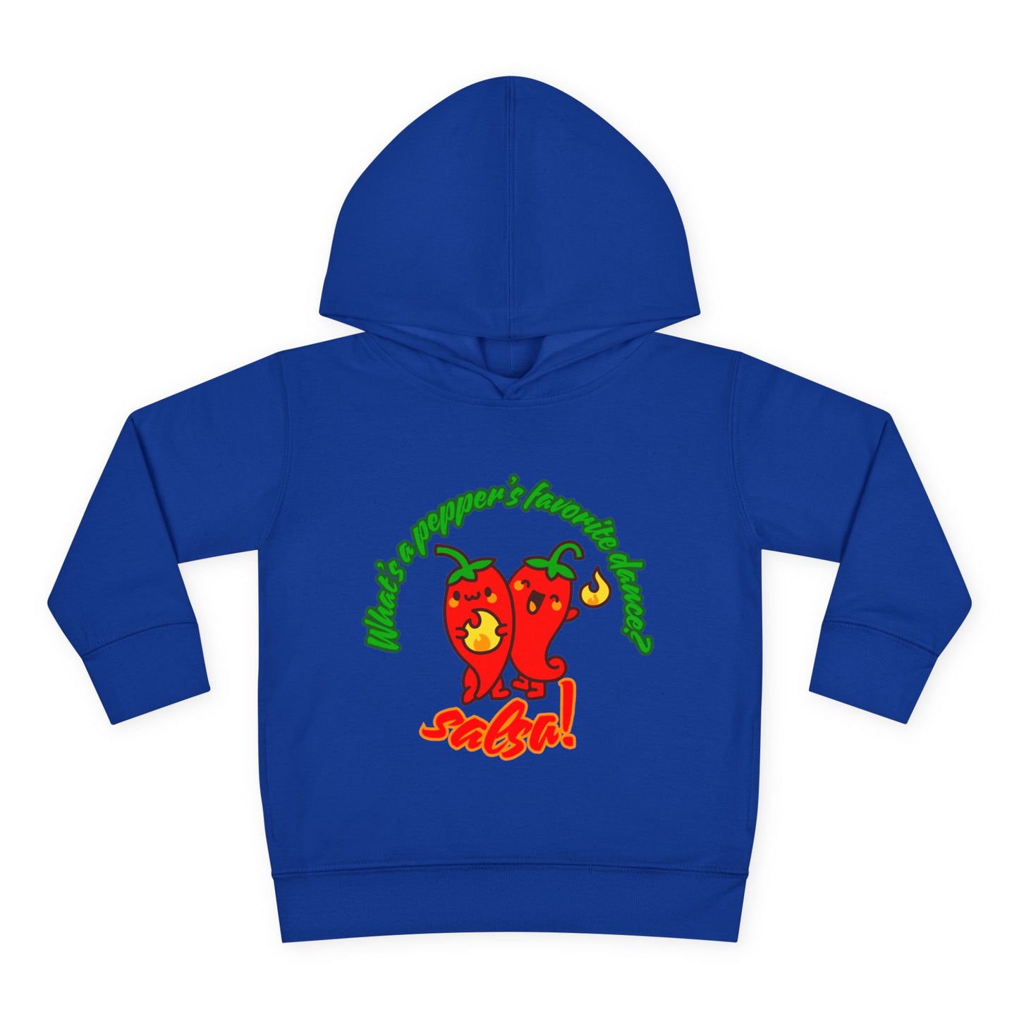 "What's a Pepper's Favorite Dance? Salsa!" Toddler Fleece Dance Hoodie – Funny Colorful Pullover for Kids