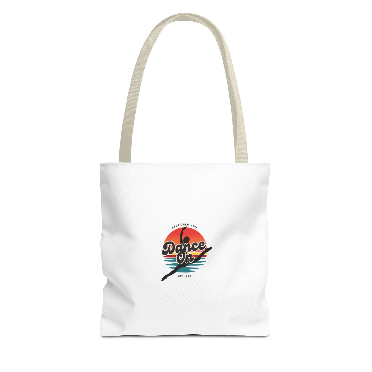 "Keep Calm and Dance On" Canvas Tote Bag – Retro Dance Graphic, Durable Shopping & Everyday Dance Bag