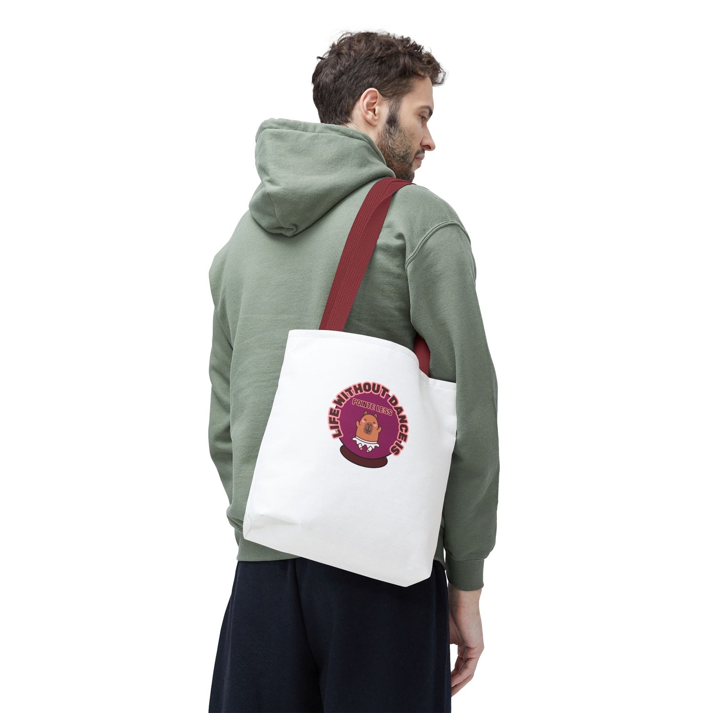 "Life Without Dance Is Pointeless" Capybara Canvas Tote Bag – Funny Dance Pun Tote for Dancers & Animal Lovers