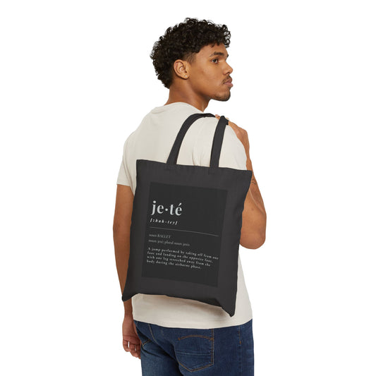 Jeté Definition Cotton Canvas Tote Bag – Ballet Term Dance Tote with Elegant Typography Design