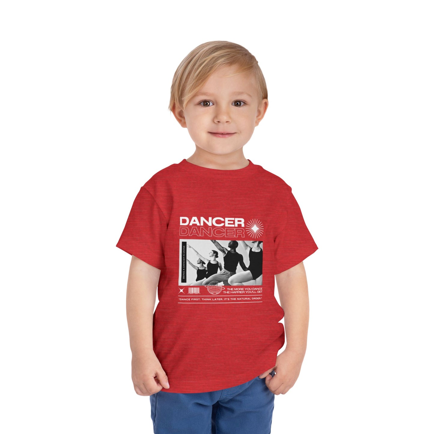 “Dancer" Toddler Short Sleeve T-Shirt – Streetwear-Inspired Ballet Barre Graphic Tee for Young Kids