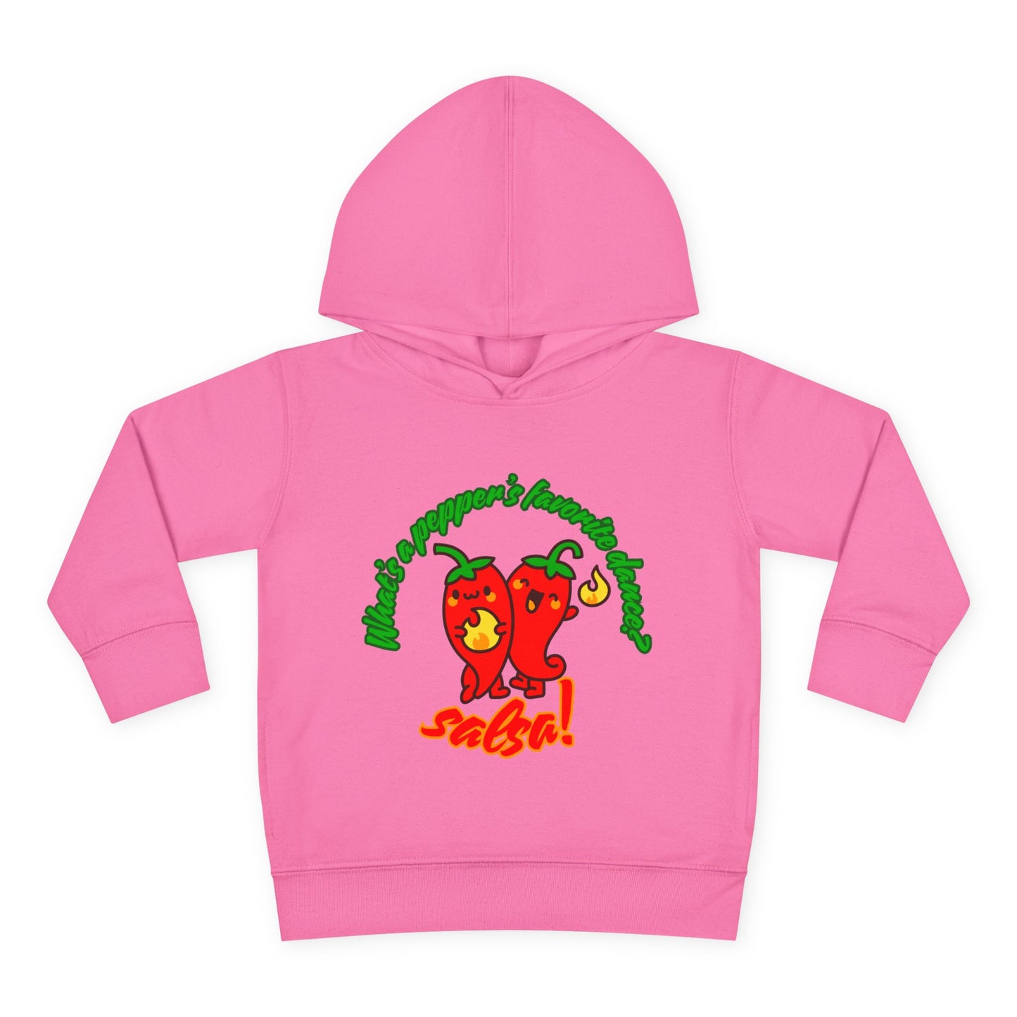 "What's a Pepper's Favorite Dance? Salsa!" Toddler Fleece Dance Hoodie – Funny Colorful Pullover for Kids