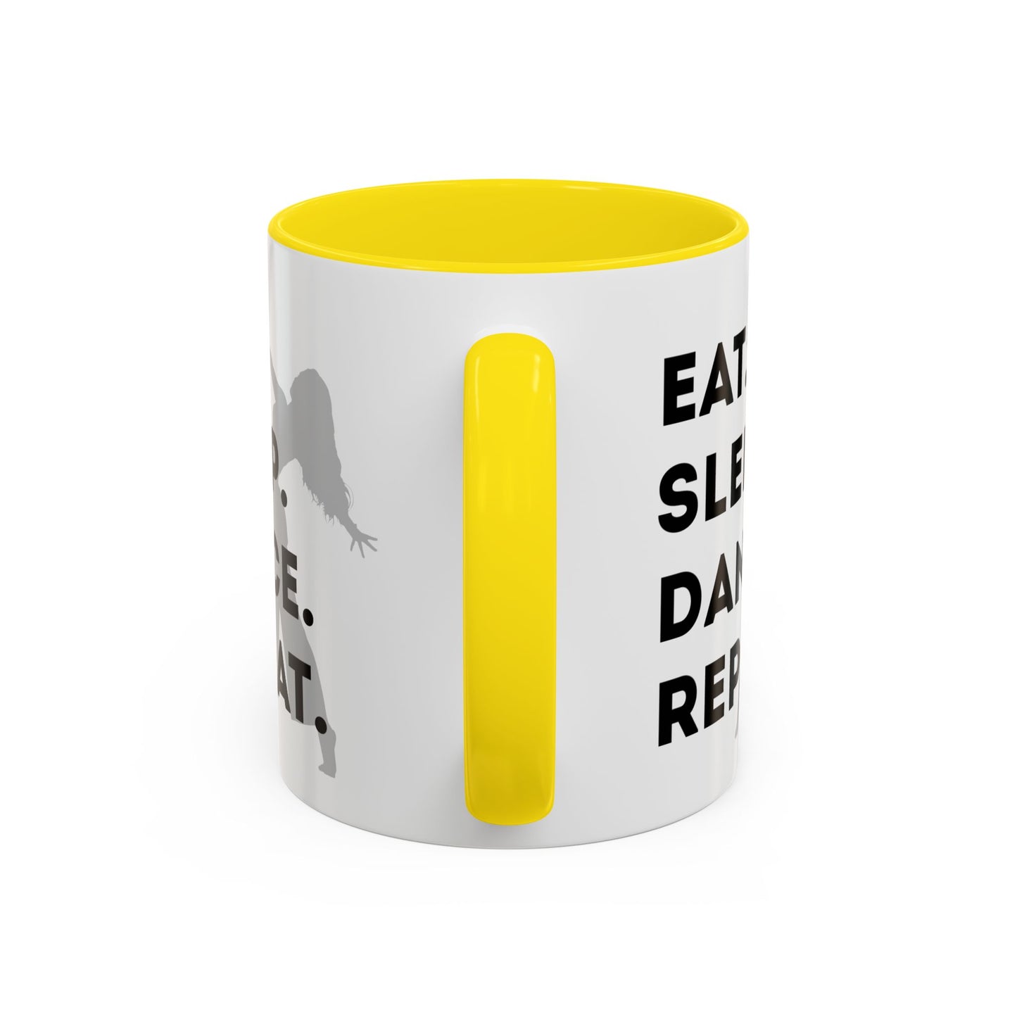 "Eat Sleep Dance Repeat" Accent Coffee Mug – Gray Dancer Graphic Ceramic Mug for Dance Lovers