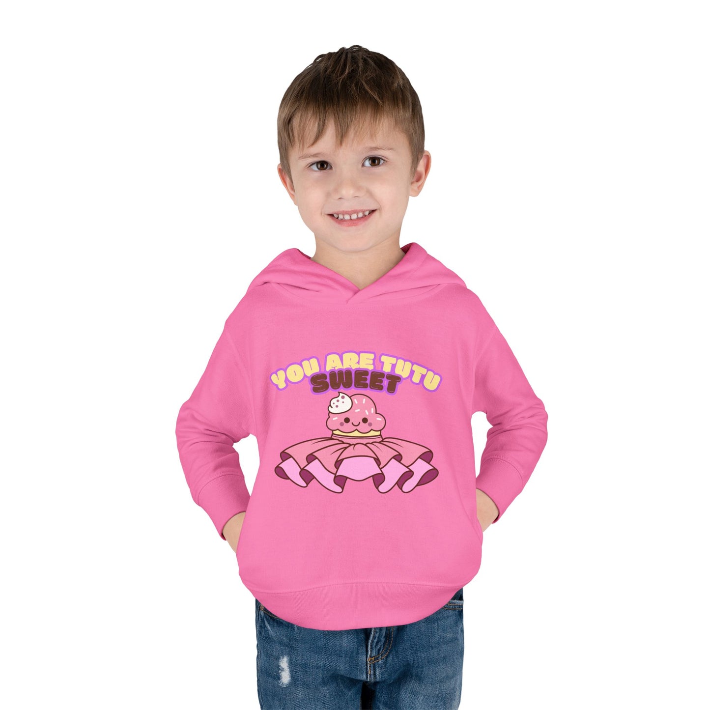 "You Are Tutu Sweet" Toddler Pullover Hoodie – Kawaii Cupcake in Tutu Dance Graphic Fleece Sweatshirt for Kids