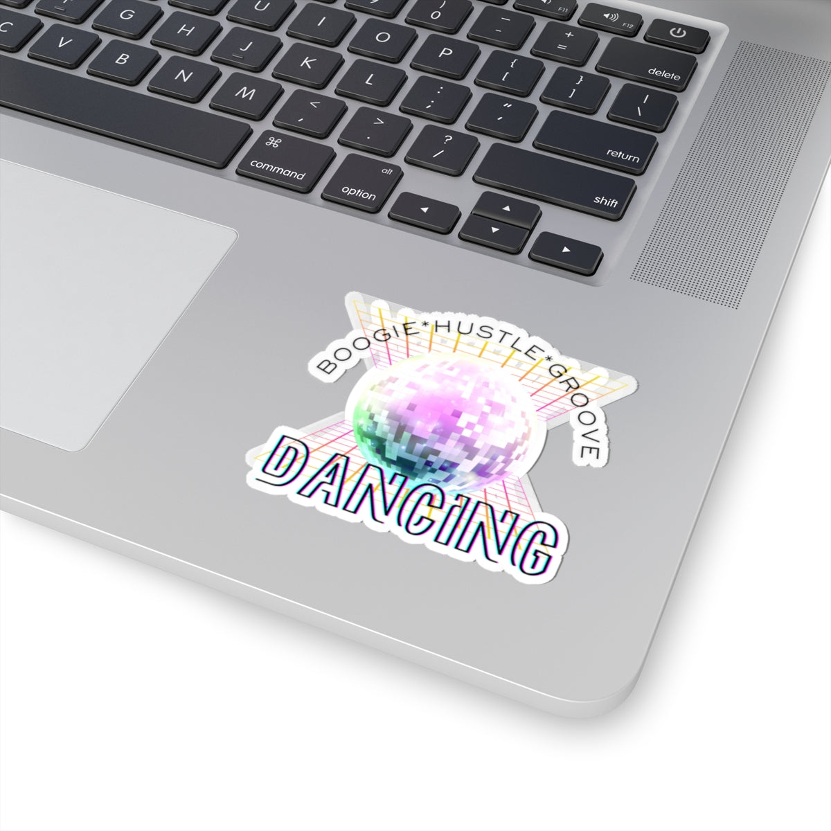 "Boogie Hustle Groove -Dancing" Kiss-Cut Sticker β Retro Dance-Themed Vinyl Sticker with Colorful 70s-Inspired Graphic β Fun Sticker for Laptops, Journals & Water Bottles