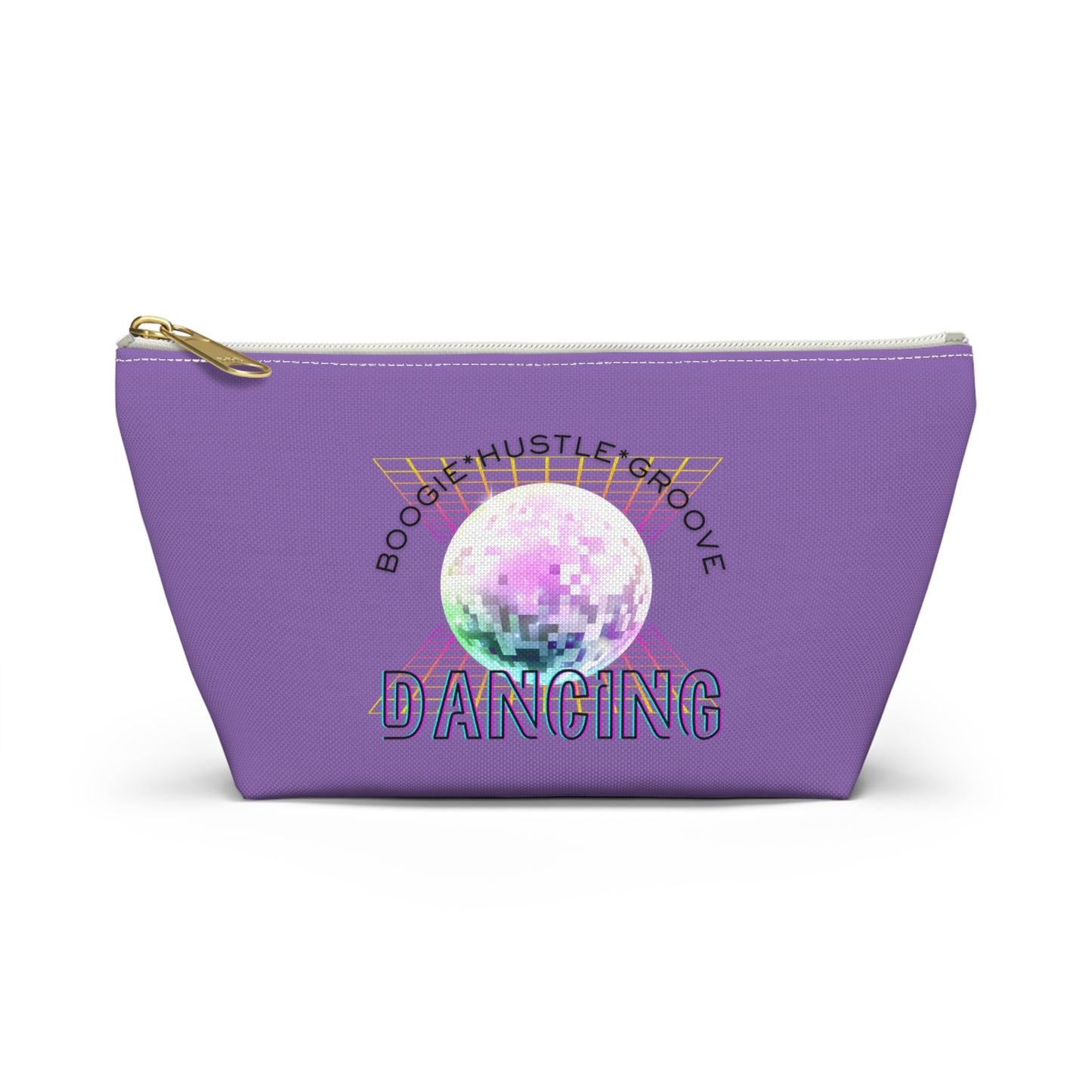 "Boogie, Hustle, Groove - Dancing" Retro Dance-Inspired Makeup Bag | Funky Bold Accessory Pouch for Dancers