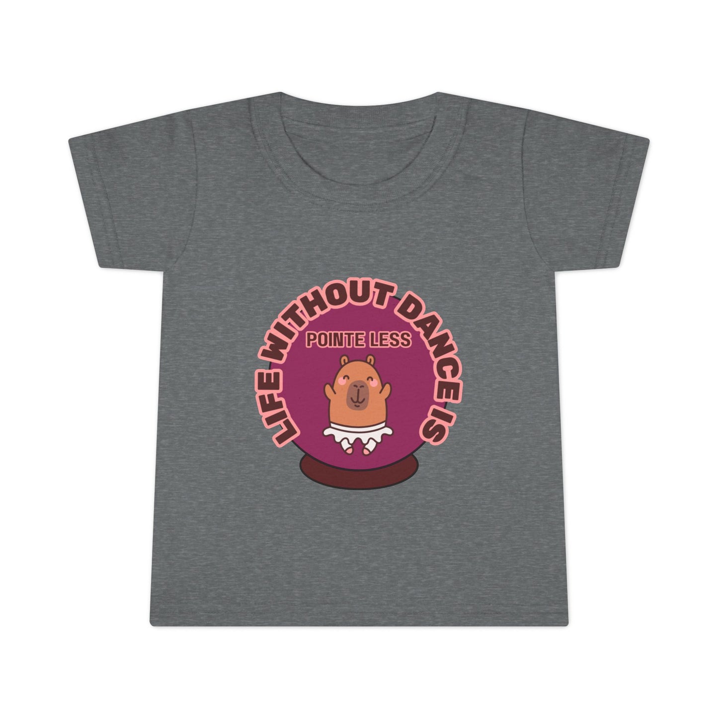 "Life Without Dance Is Pointeless" Toddler Dance T-Shirt – Cute Dancing Capybara Graphic Short Sleeve Tee for Kids