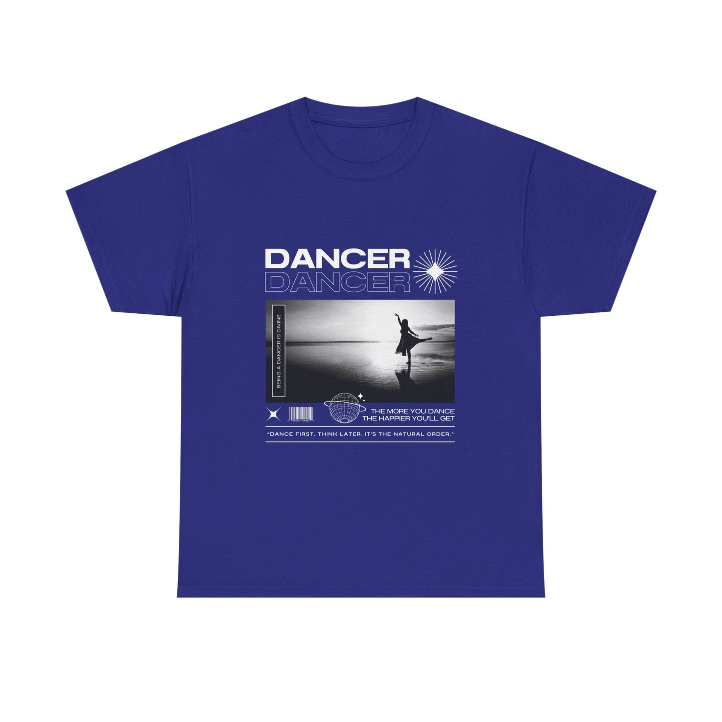 "Dancer" Arabesque Beach Scene Unisex Heavy Cotton Tee – Streetwear-Inspired Ballet Dance Graphic T-Shirt