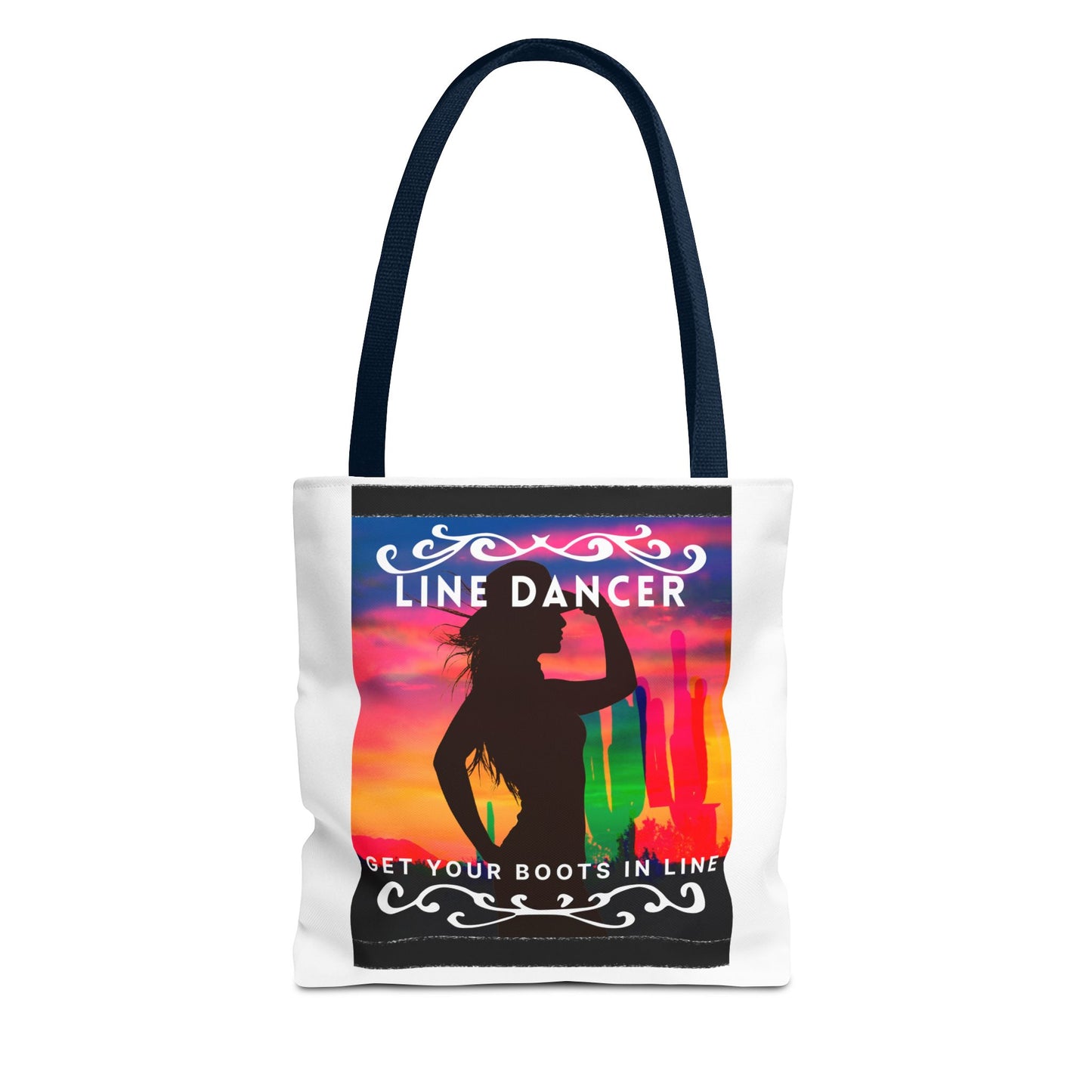 "Line Dancer, Boots on the Ground” Canvas Tote Bag – Cowgirl Graphic | Western Dance Bag for Country Lovers & Line Dancing Fans