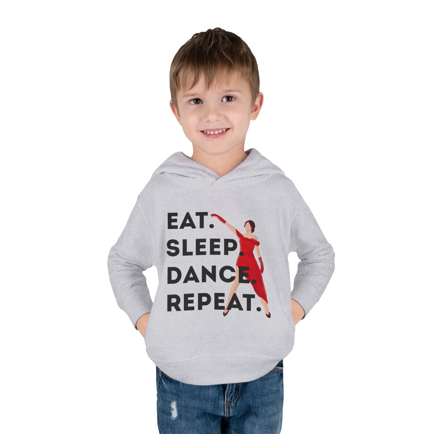 "Eat Sleep Dance Repeat" Toddler Dance Hoodie – Bold Dancer Graphic Fleece Pullover for Kids