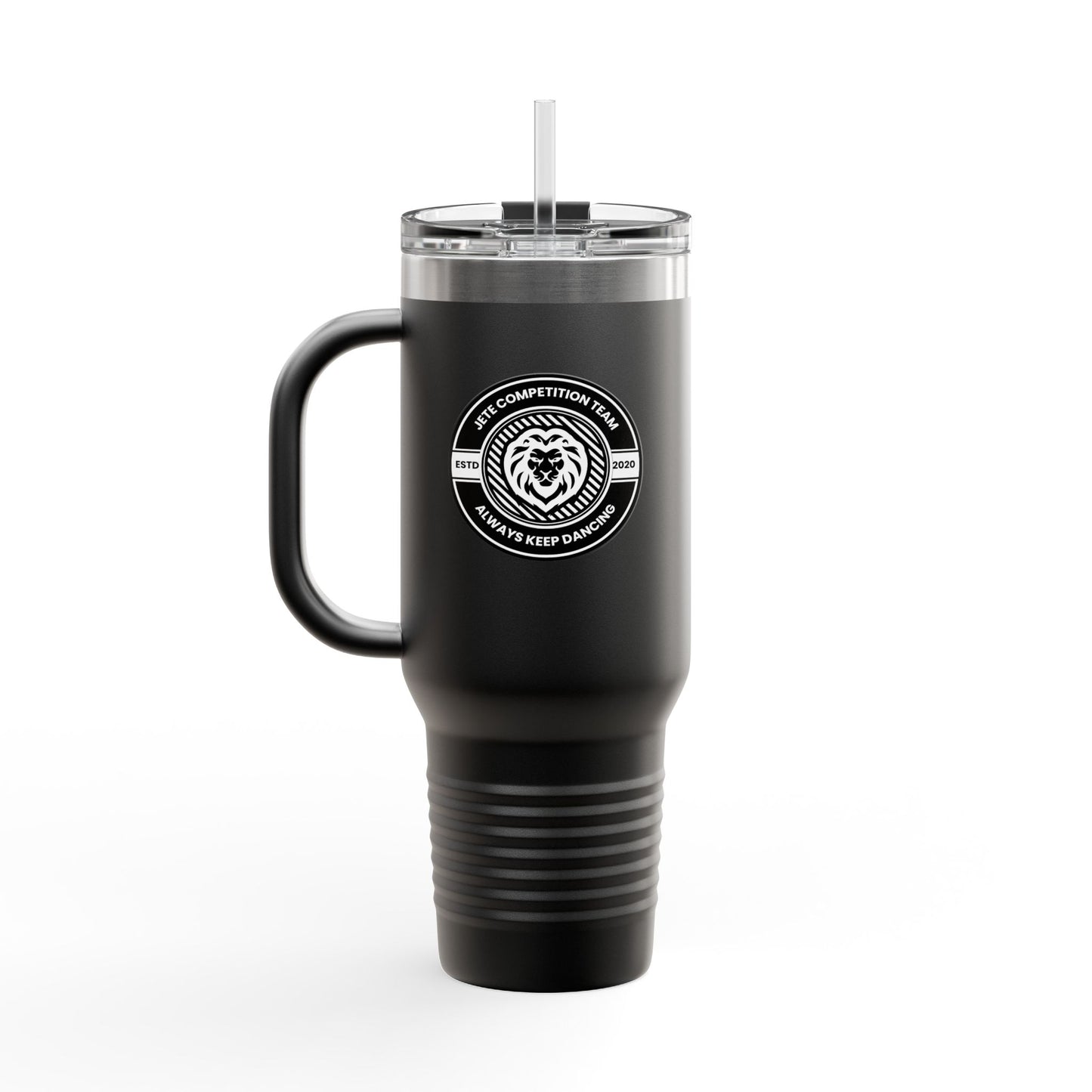 "Jeté Competition Team" 40oz Insulated Travel Mug – Collegiate Dance Emblem Tumbler with “Always Keep Dancing” Quote – Stainless Steel Travel Cup for Dancers, Coaches & Dance Moms
