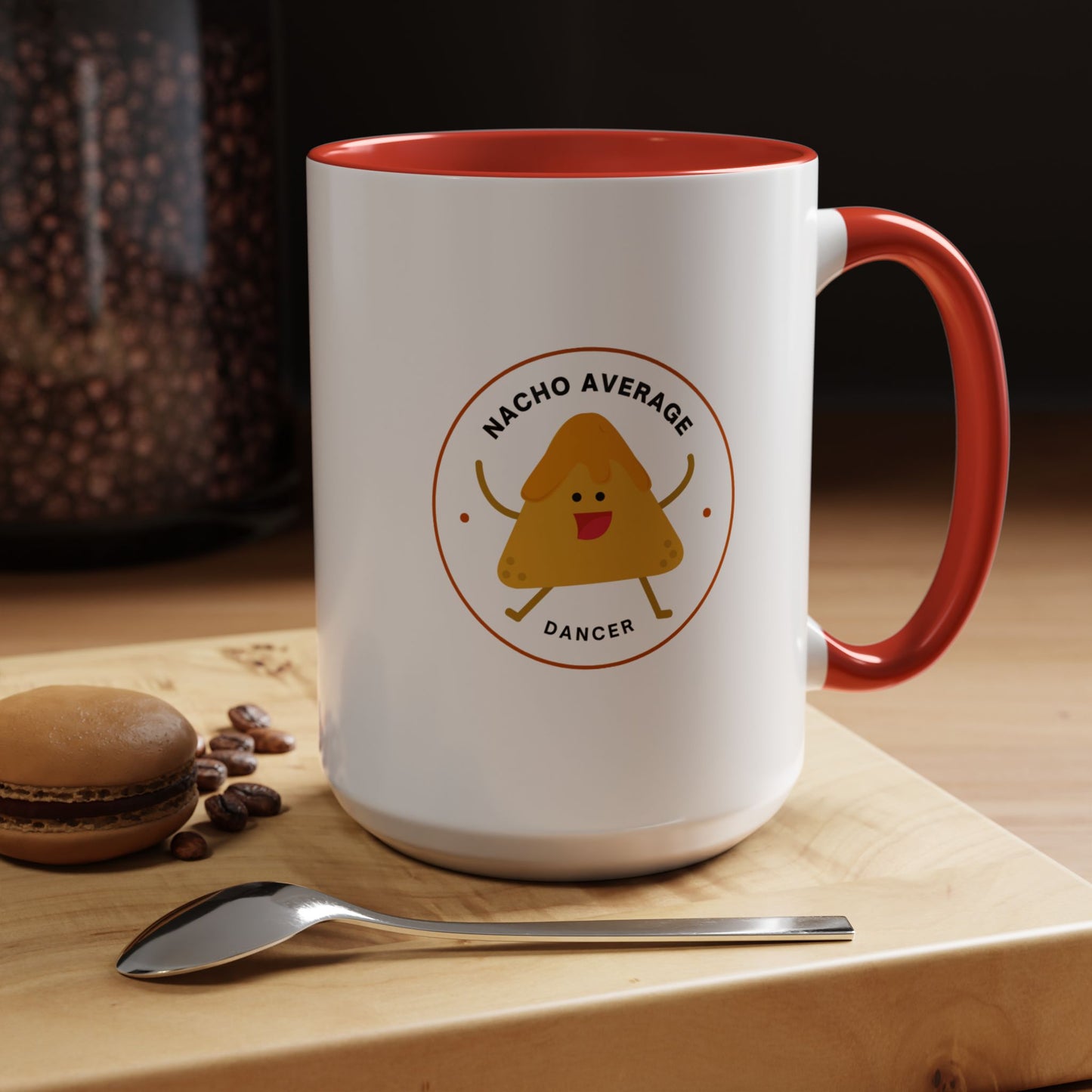 "Nacho Average Dancer" Accent Coffee Mug – Funny Dance Pun Ceramic Mug with Nacho Graphic for Dancers