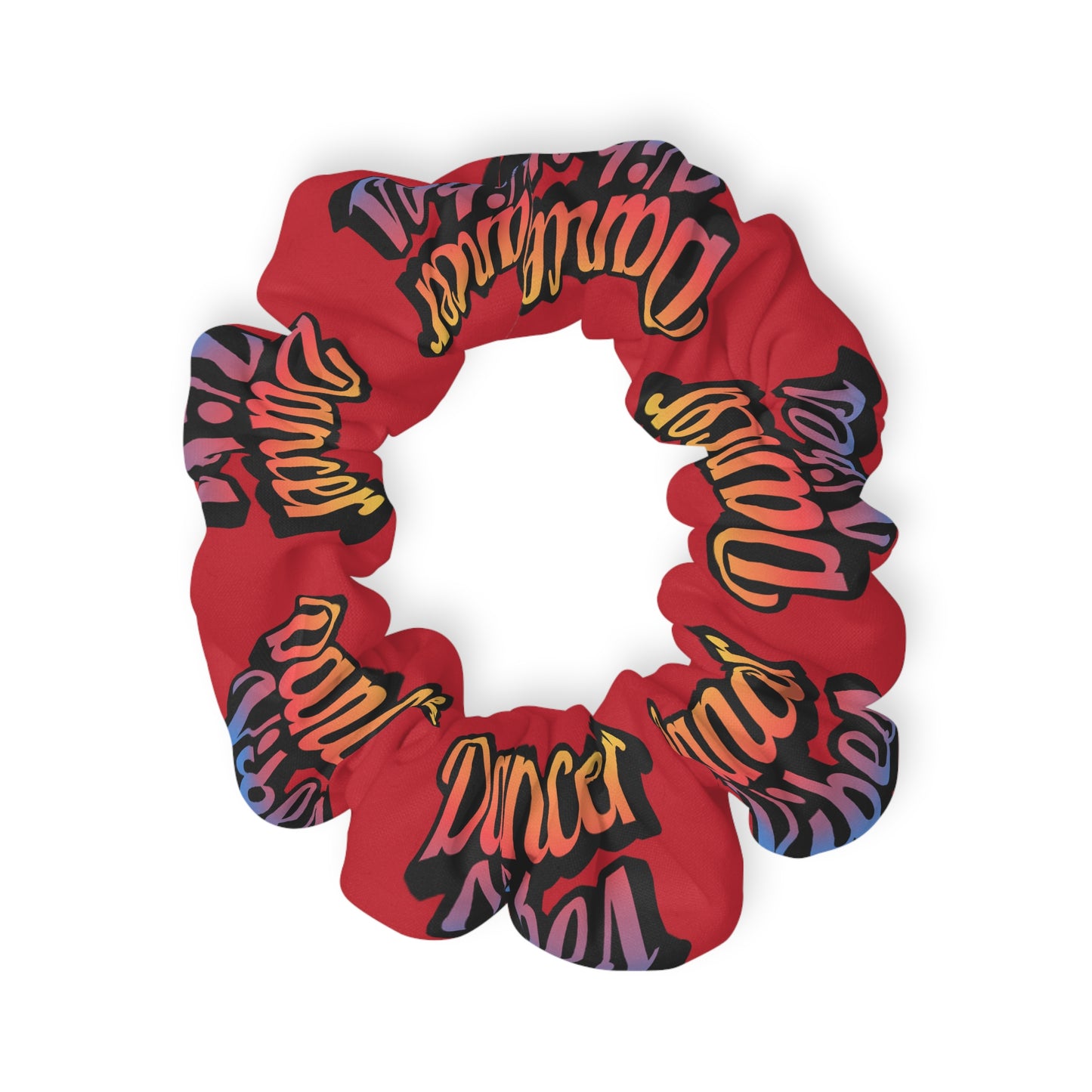 “Dancer Vibes” Scrunchie – Colorful Text Dance Hair Accessory for Performers and Dance Lovers