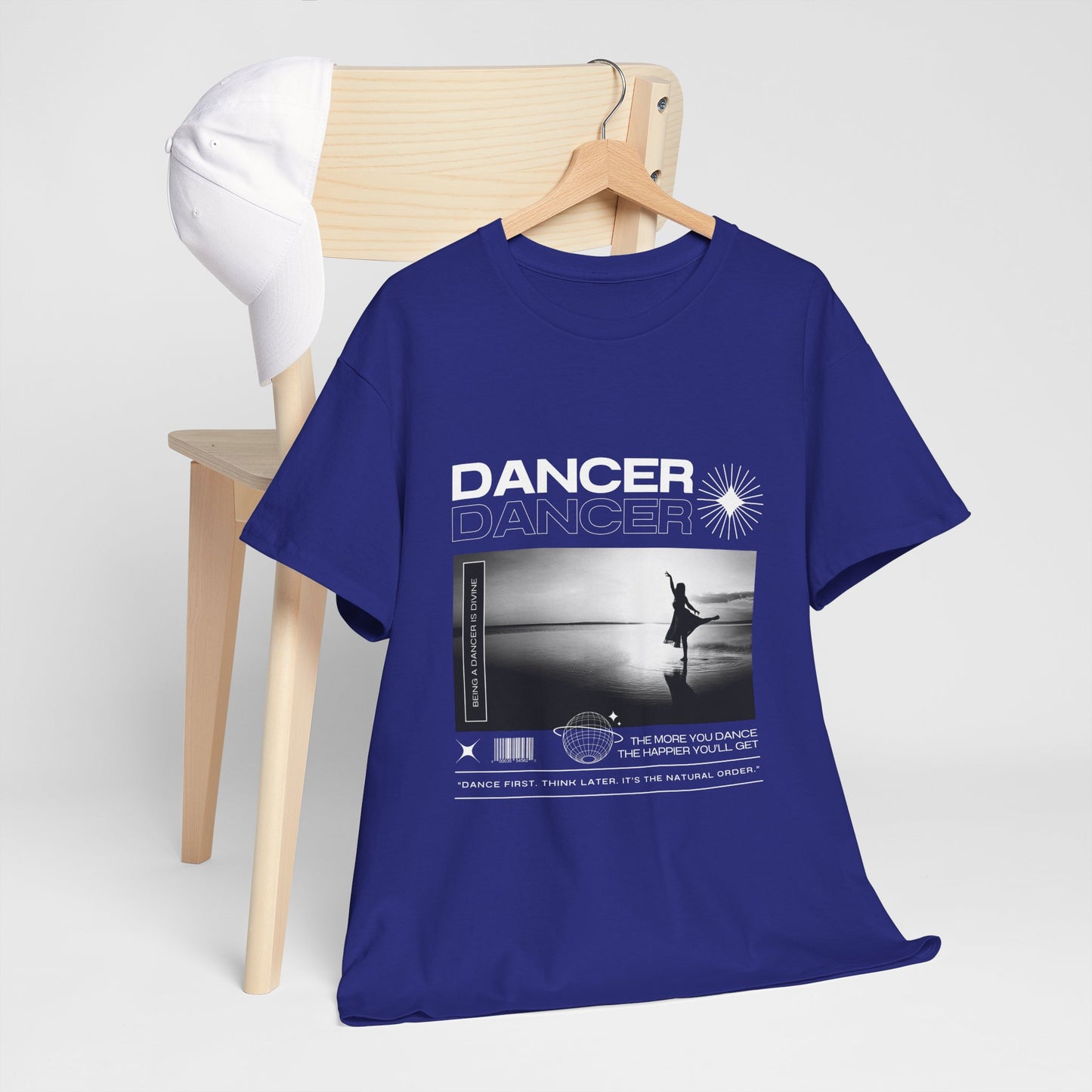"Dancer" Arabesque Beach Scene Unisex Heavy Cotton Tee – Streetwear-Inspired Ballet Dance Graphic T-Shirt