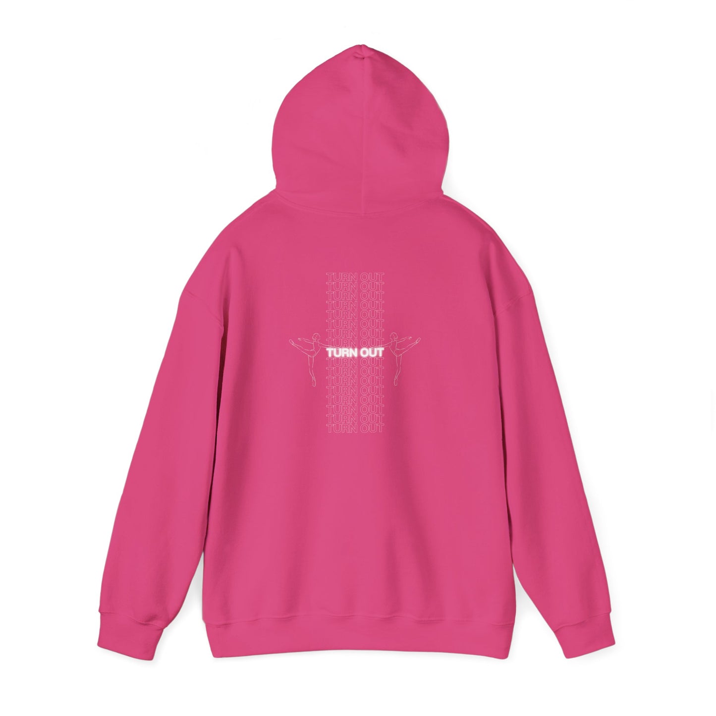 "Turn Out" Ballet Hoodie – Unisex Heavy Blend™ Hooded Sweatshirt with Front & Back Ballerina Graphics for Dancers