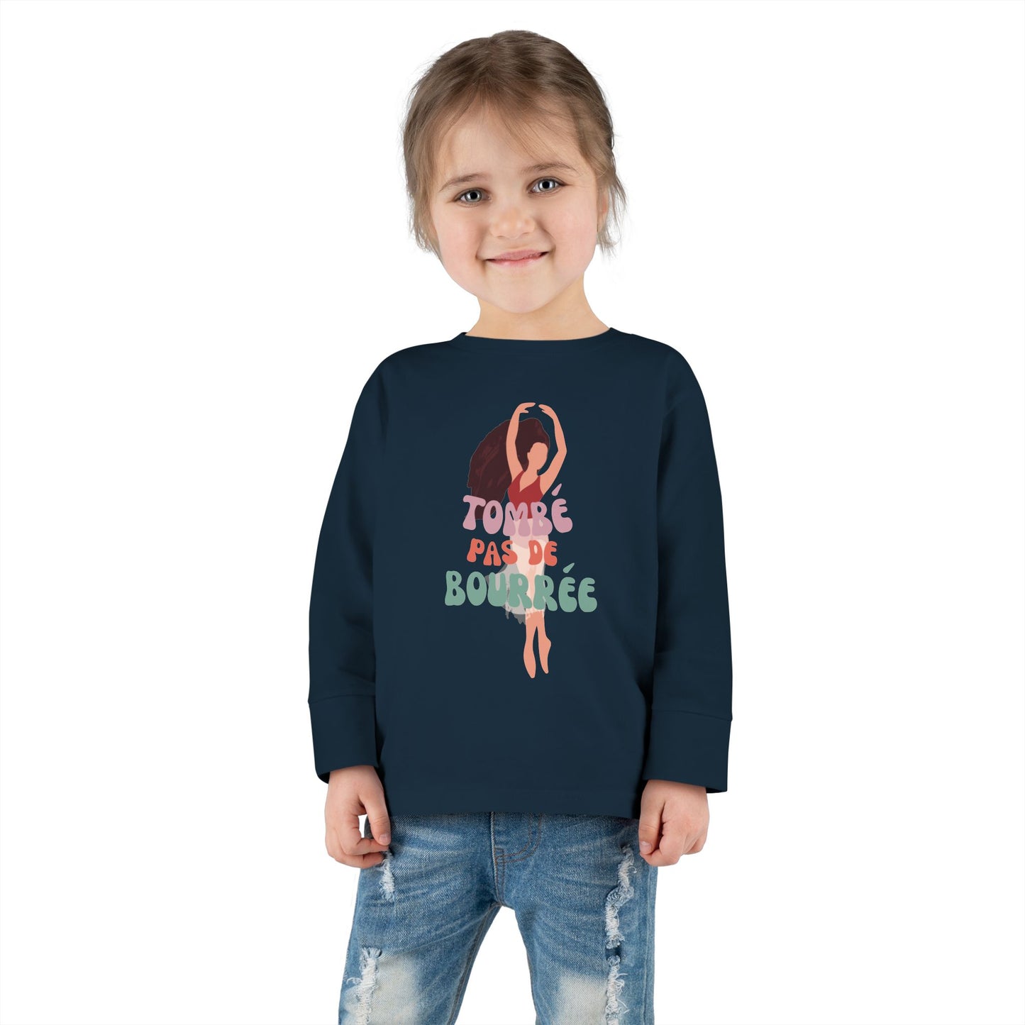 "Tombé Pas de Bourrée" Toddler Long Sleeve Dance T-Shirt – Ballet Dancer Graphic Shirt for Kids