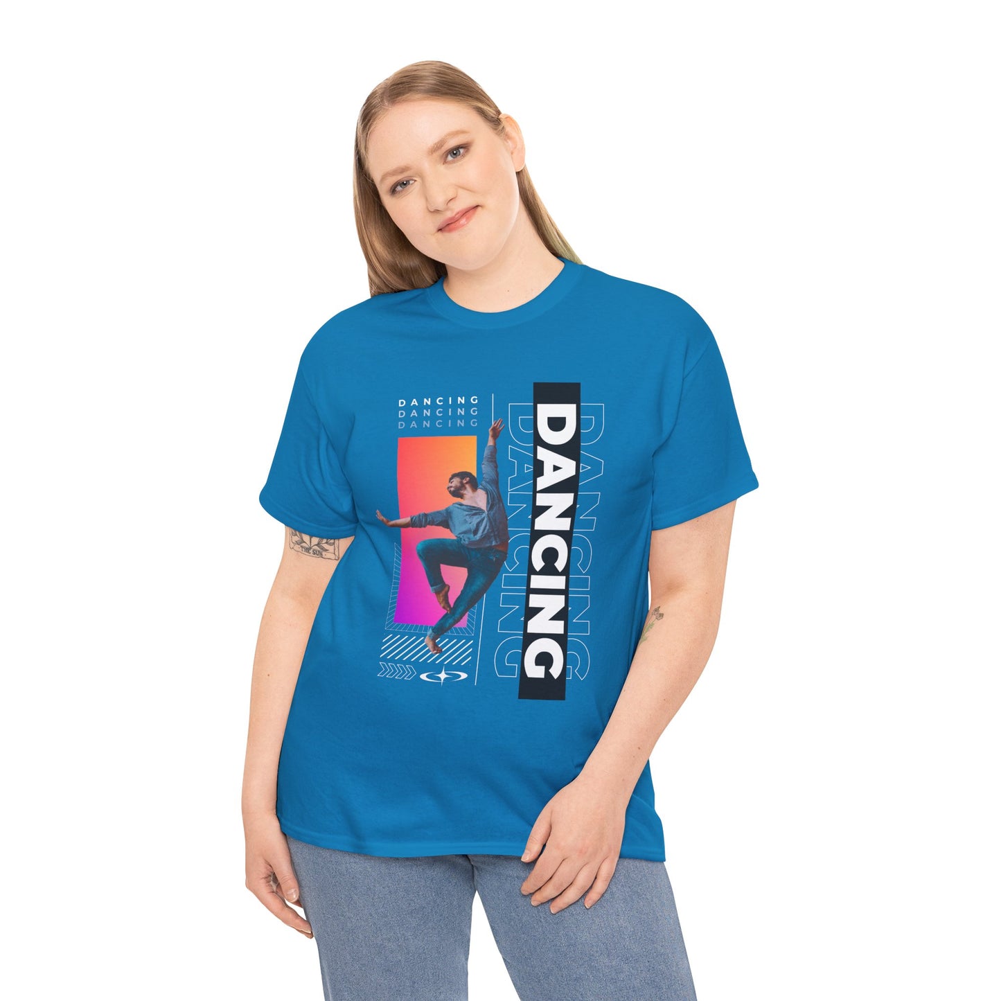 “Dancing” Streetwear-Inspired Male Dancer Unisex Heavy Cotton Tee – Urban Dance Graphic T-Shirt for Performers and Dance Lovers