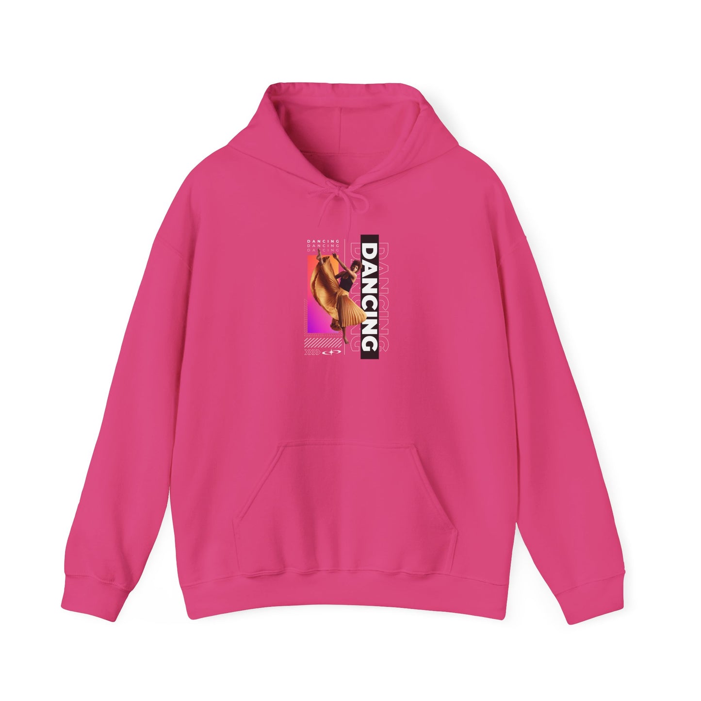 "Dancing” Text with Streetwear-Style Female Dancer Graphic - Unisex Heavy Blend™ Hooded Sweatshirt – Cozy Dance Hoodie for Ballet & Hip-Hop Enthusiasts