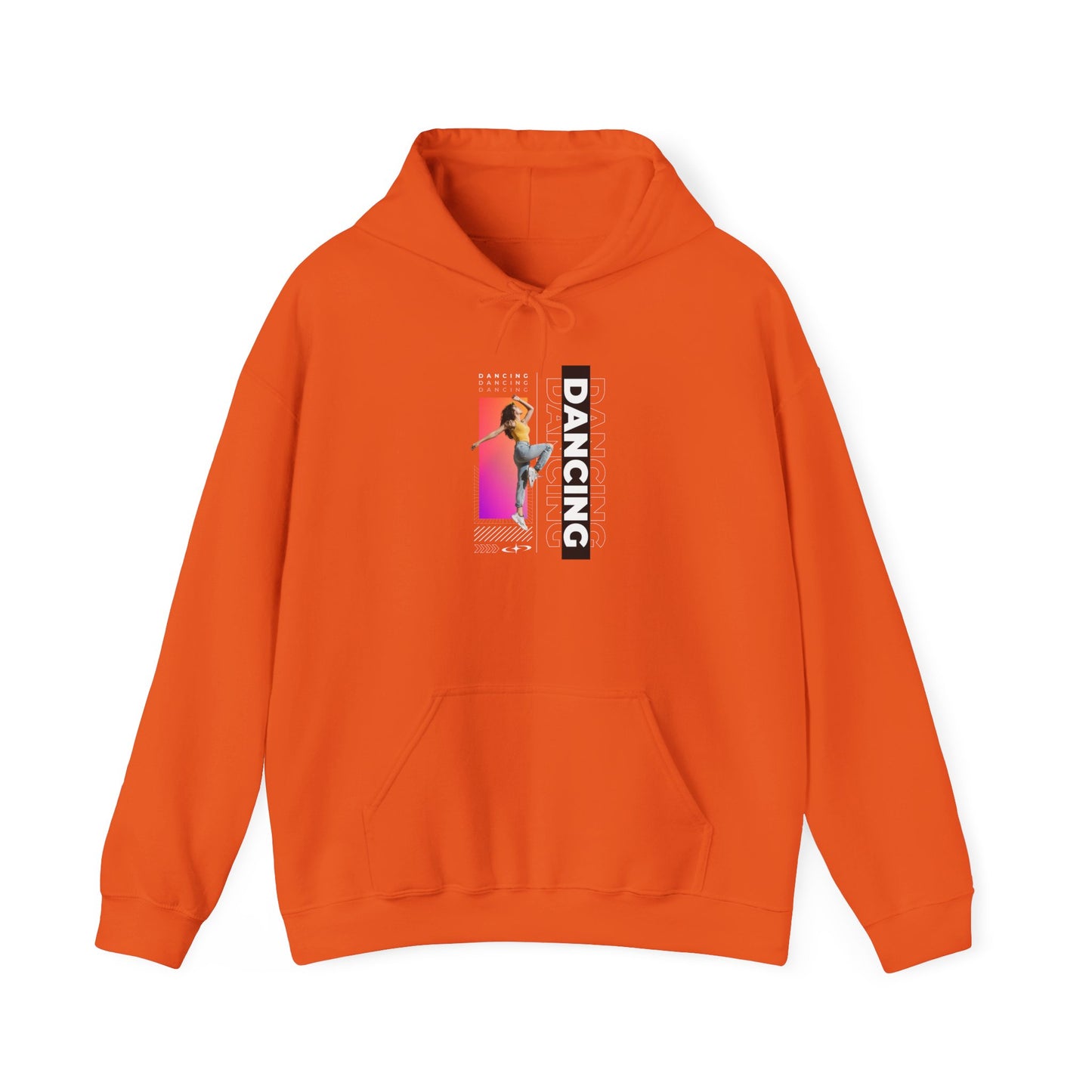 Dancing” Text with Streetwear-Style Female Dancer Graphic - Unisex Heavy Blend™ Hooded Sweatshirt – Cozy Dance Hoodie for Ballet & Hip-Hop Enthusiasts