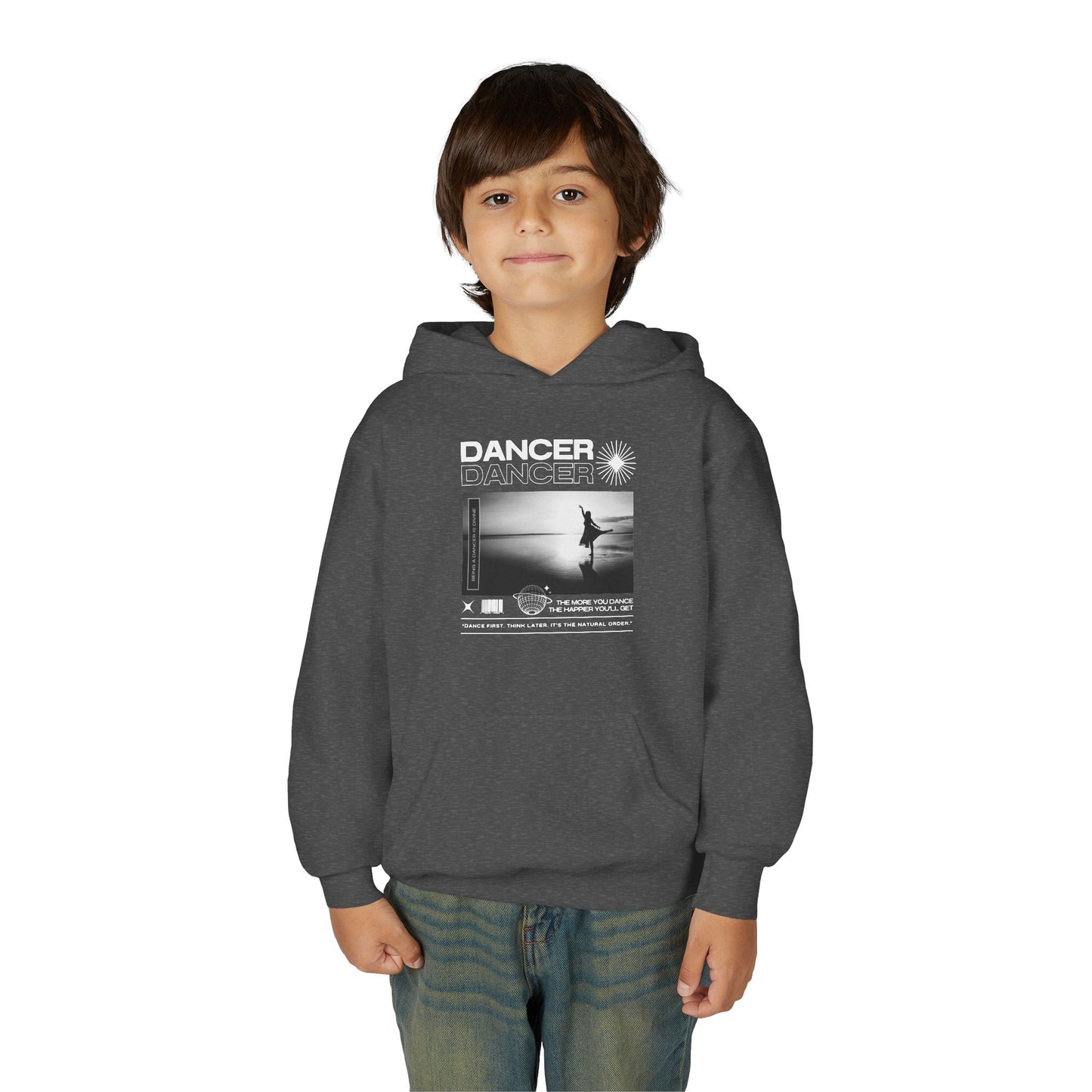 “Dancer” Arabesque on the Beach Graphic | Unisex Youth Hoodie – Streetwear-Inspired Ballet Dance Hoodie for Kids & Young Dancers