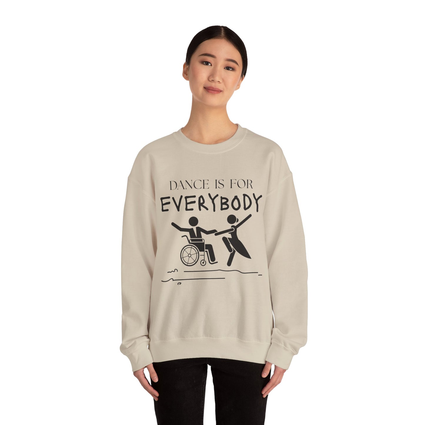 “Dance Is for Everybody” Inclusive Dance Sweatshirt – Unisex Heavy Blend Crewneck with Optional Name or Studio Personalization